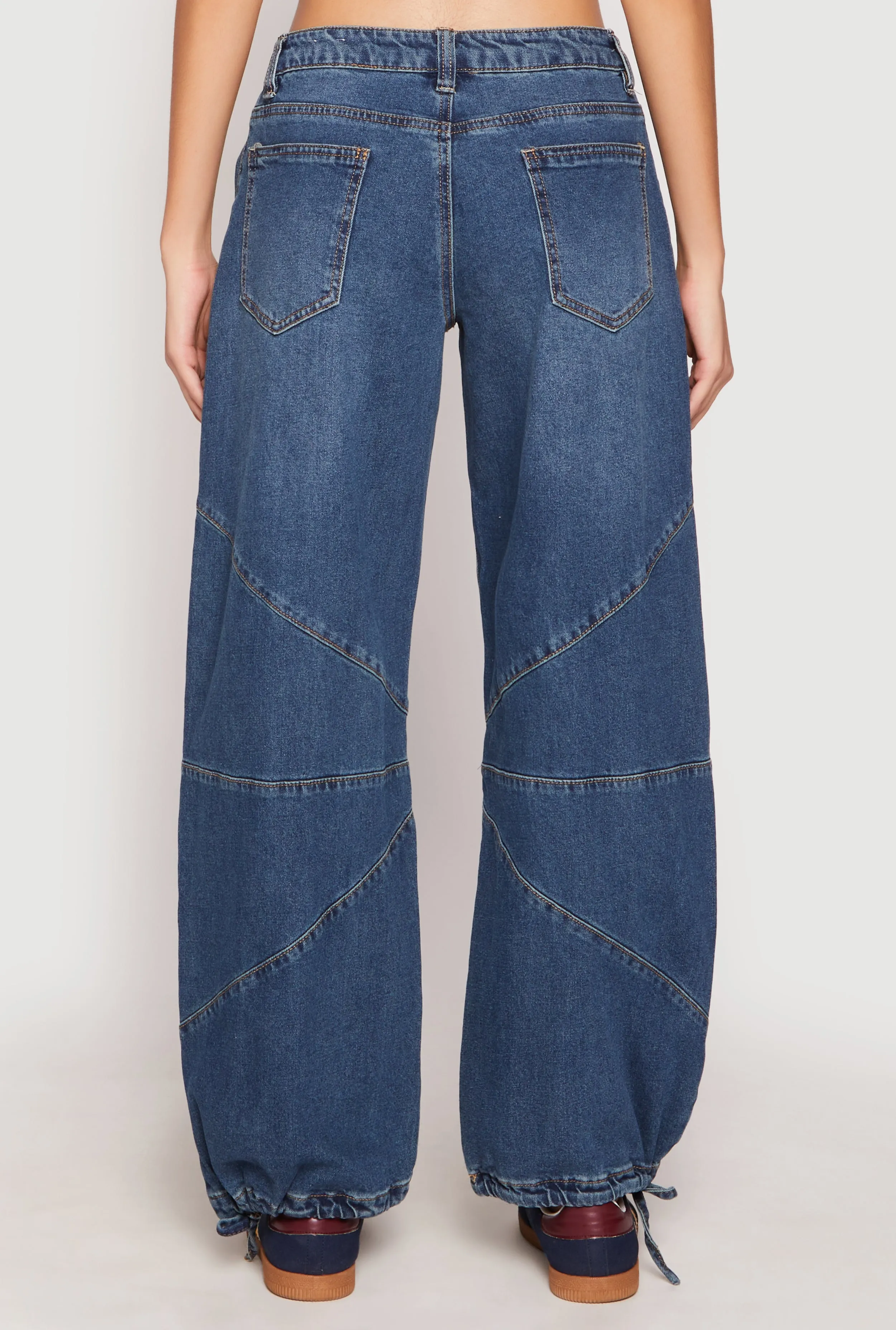 Almost Famous Drawstring Hem Barrel Jeans