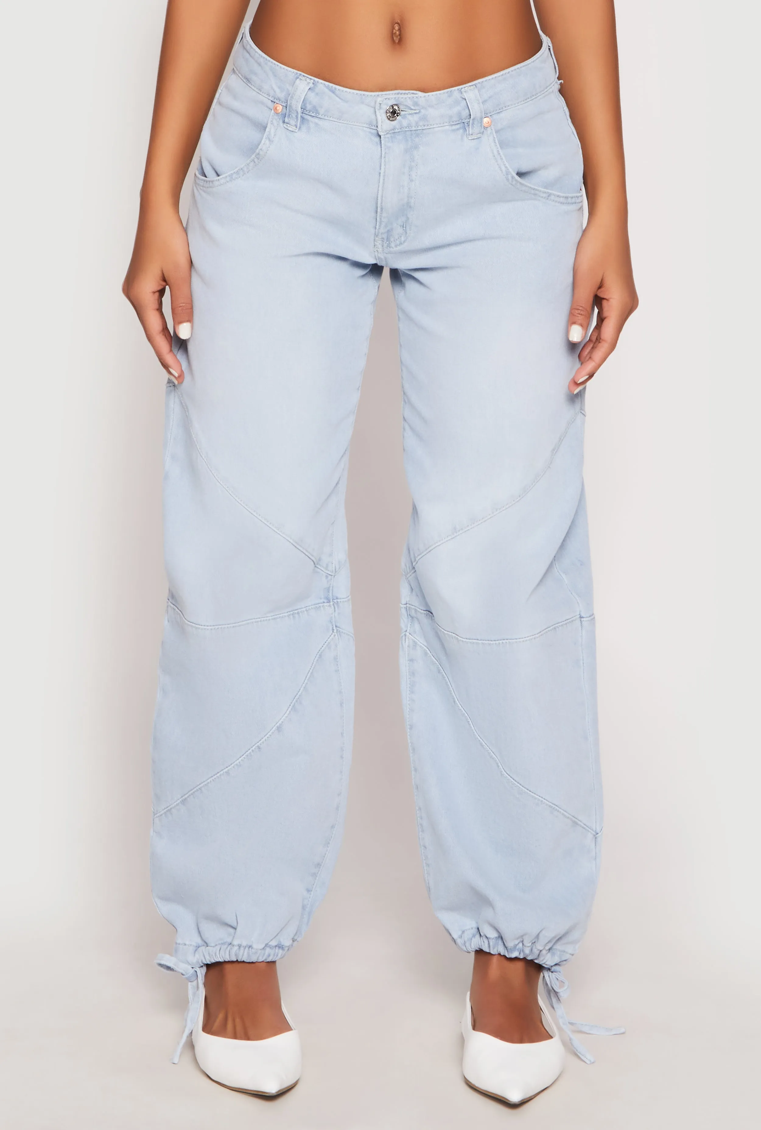 Almost Famous Drawstring Hem Barrel Jeans