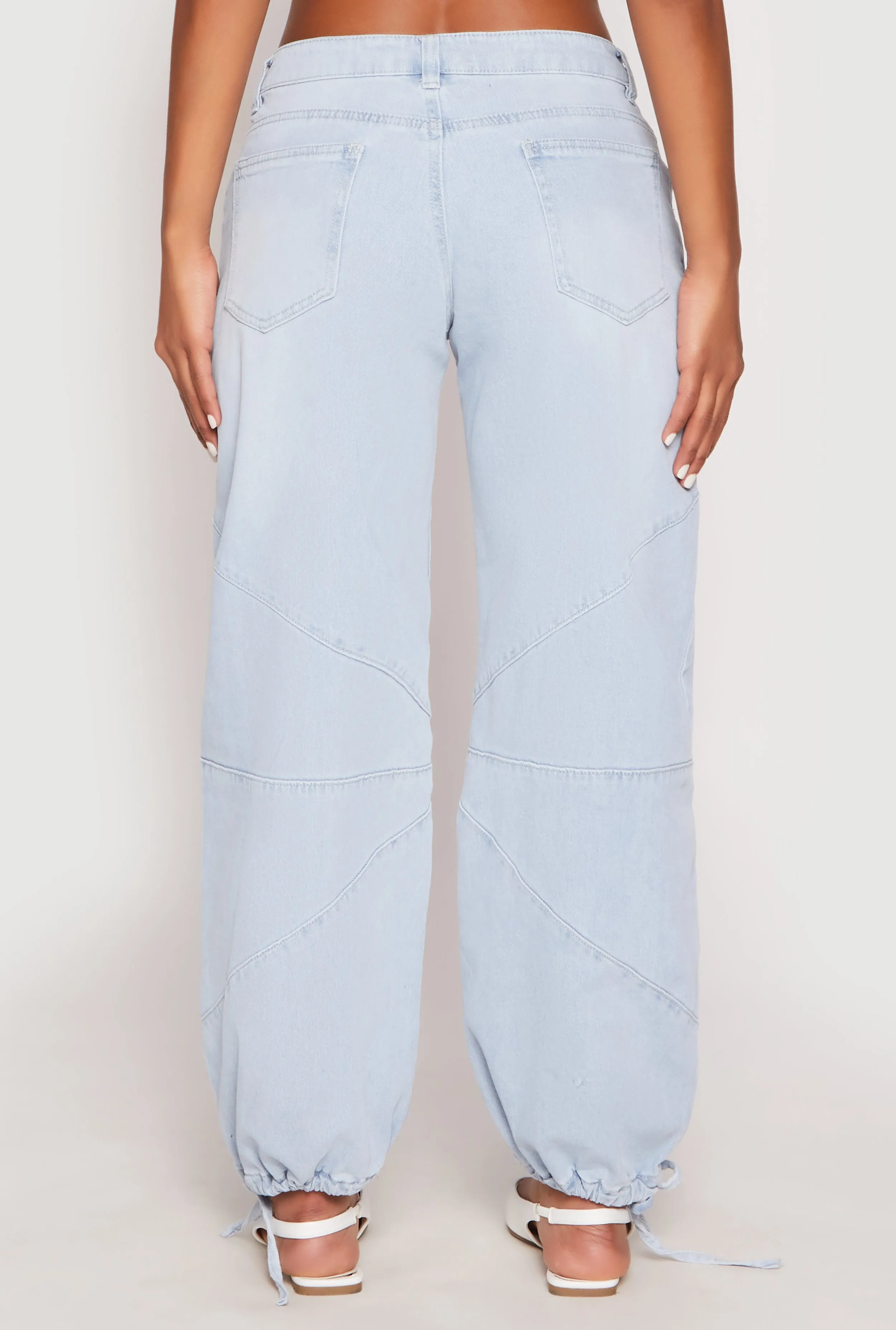 Almost Famous Drawstring Hem Barrel Jeans