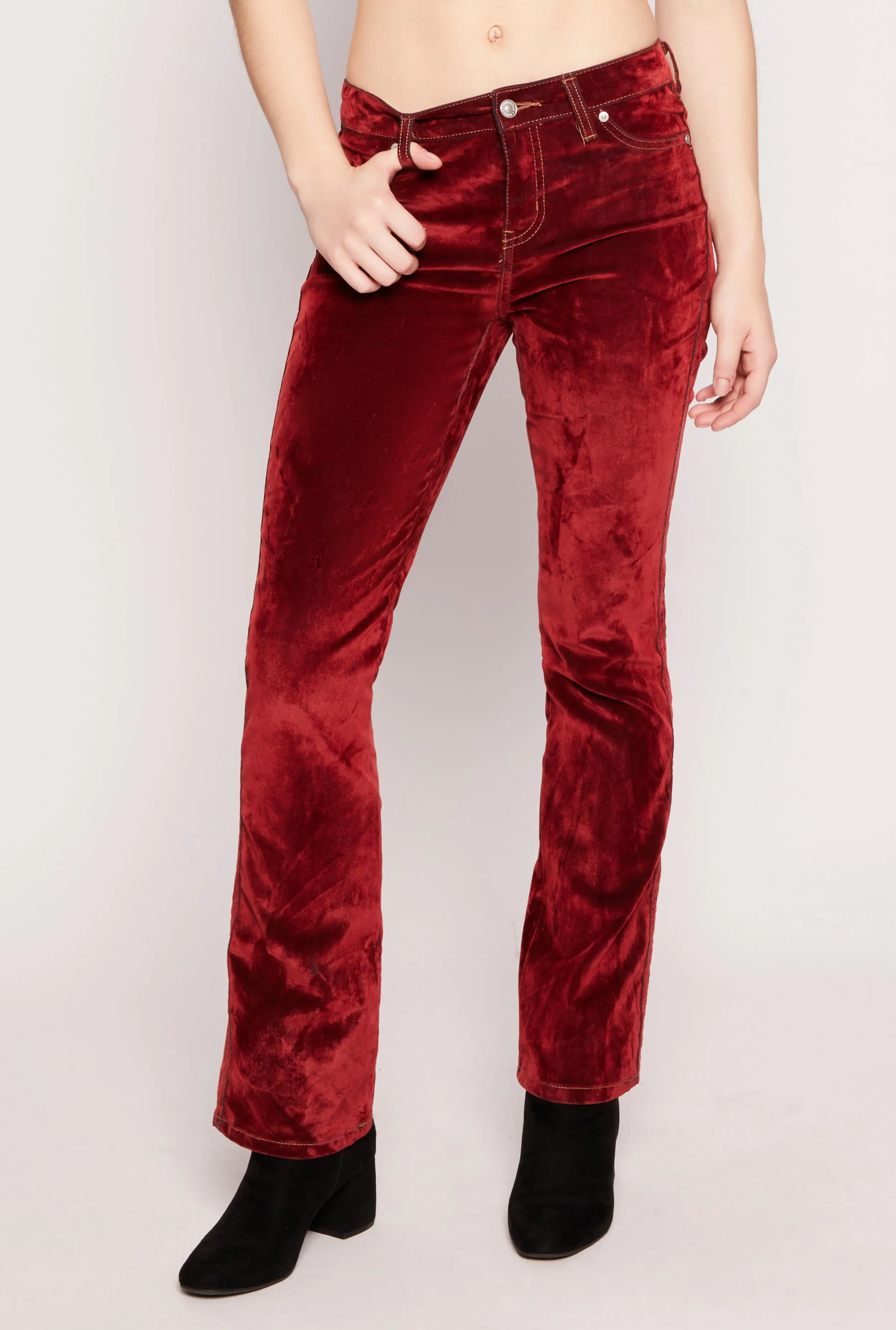 Almost Famous Velvet Flocked Boot Leg Jeans