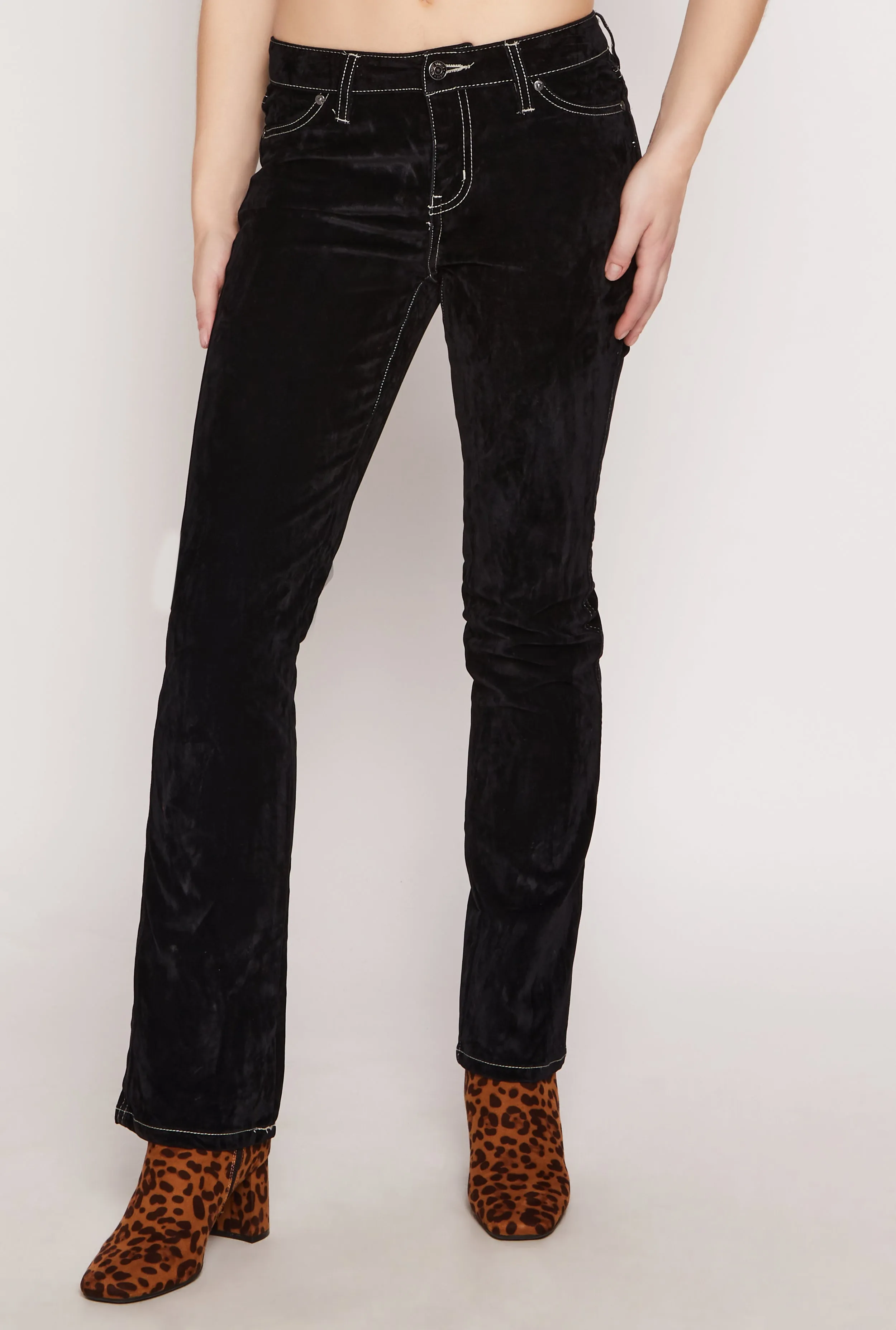 Almost Famous Velvet Flocked Boot Leg Jeans