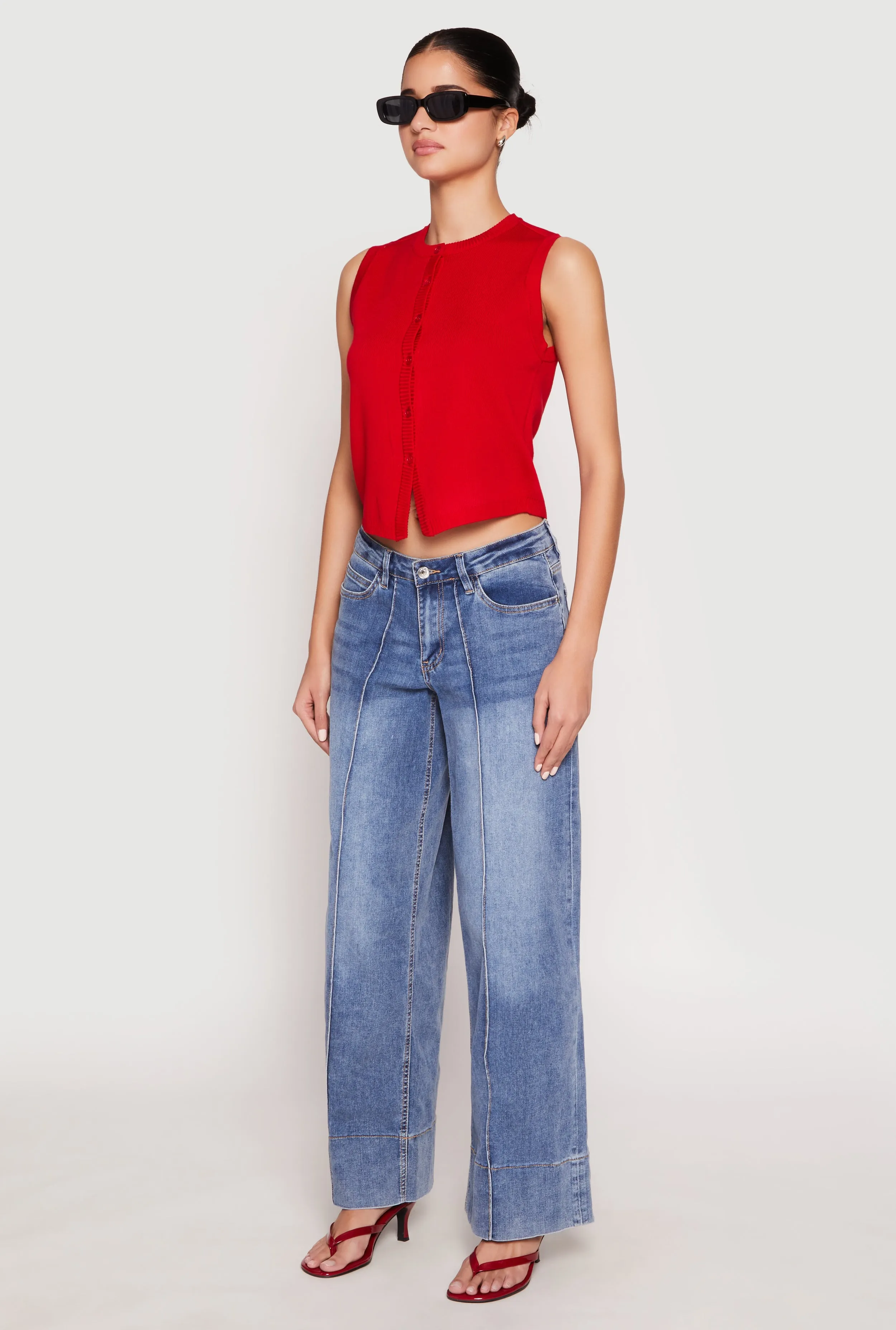 Almost Famous Wide Leg Pintuck Jeans