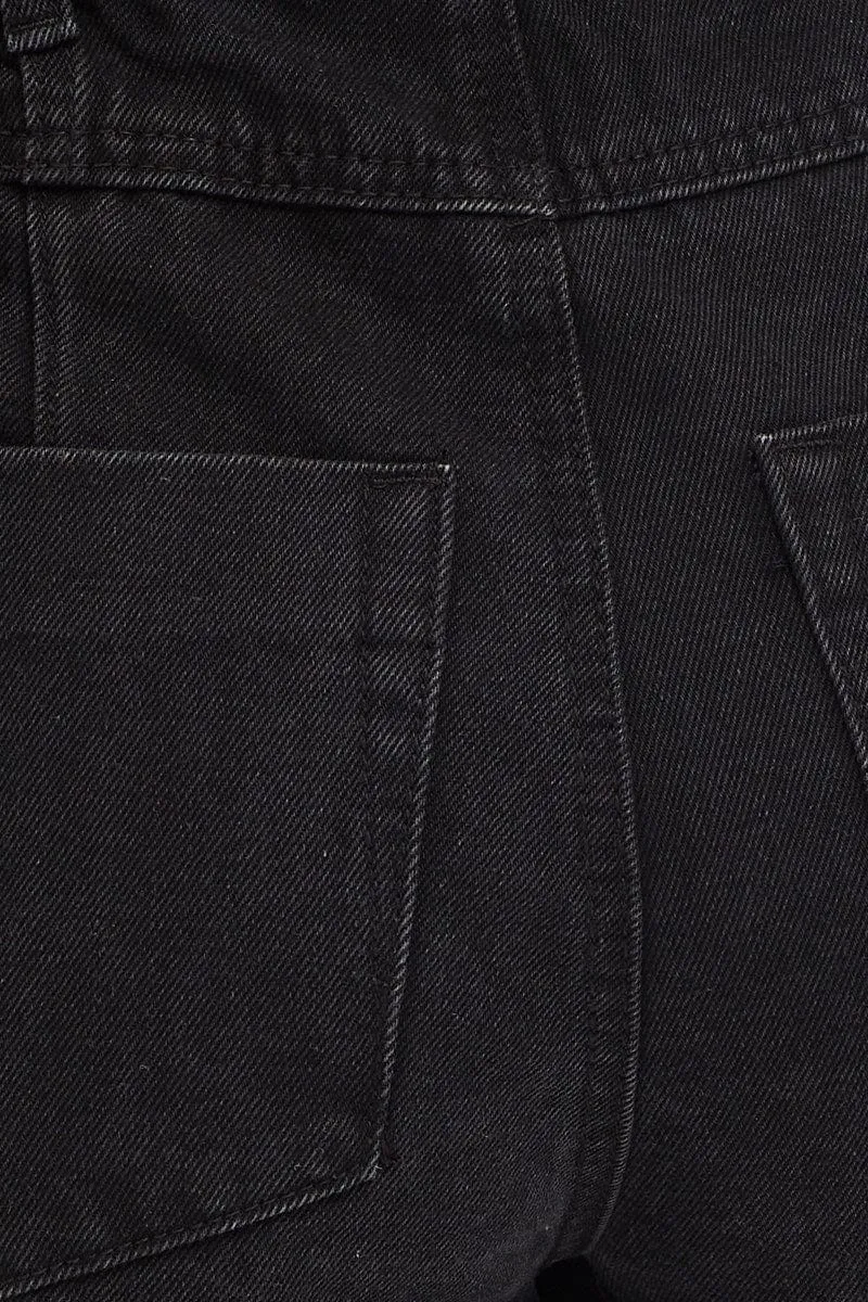 Black Paperbag Denim Jeans High Rise