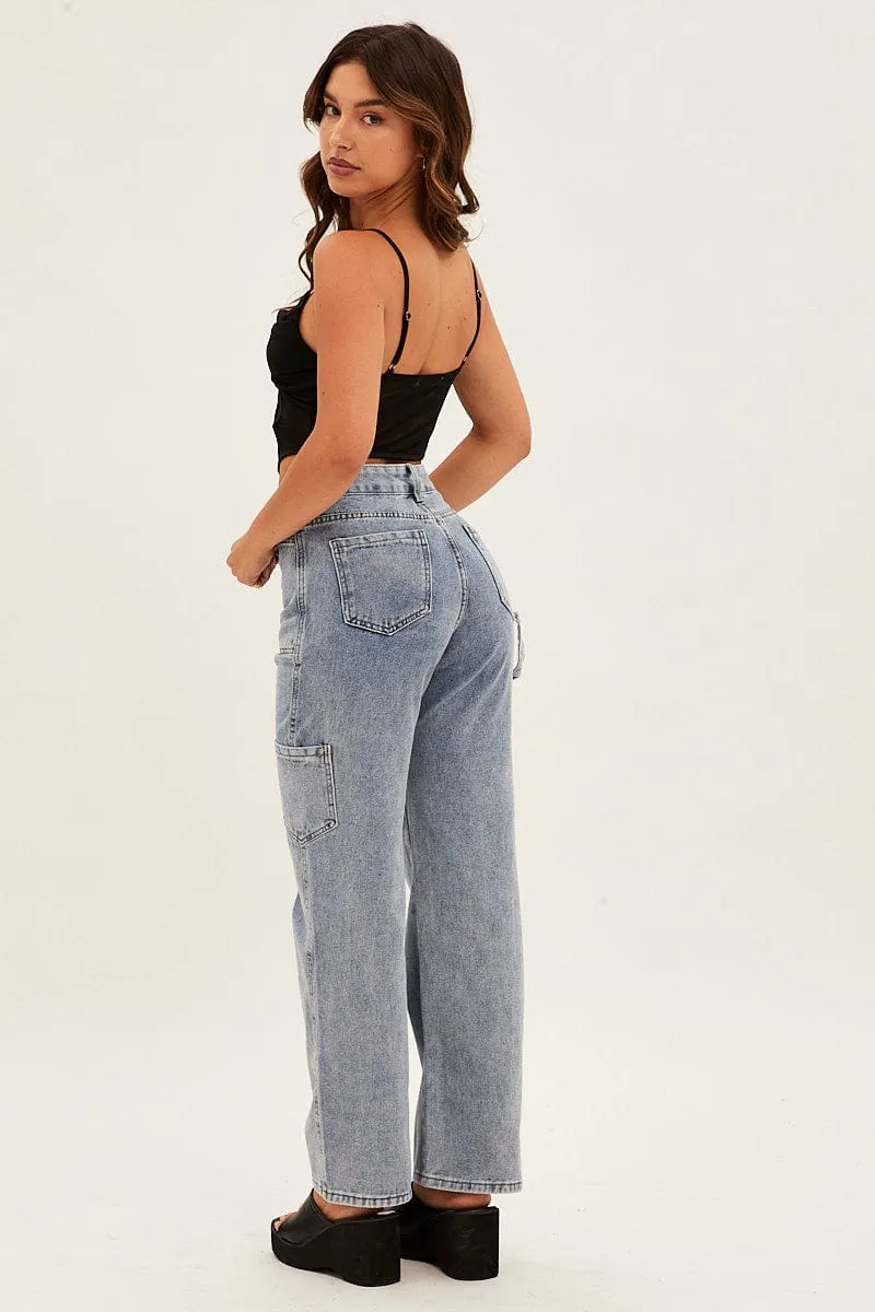 Blue Carpenter Cargo Pocket Jeans