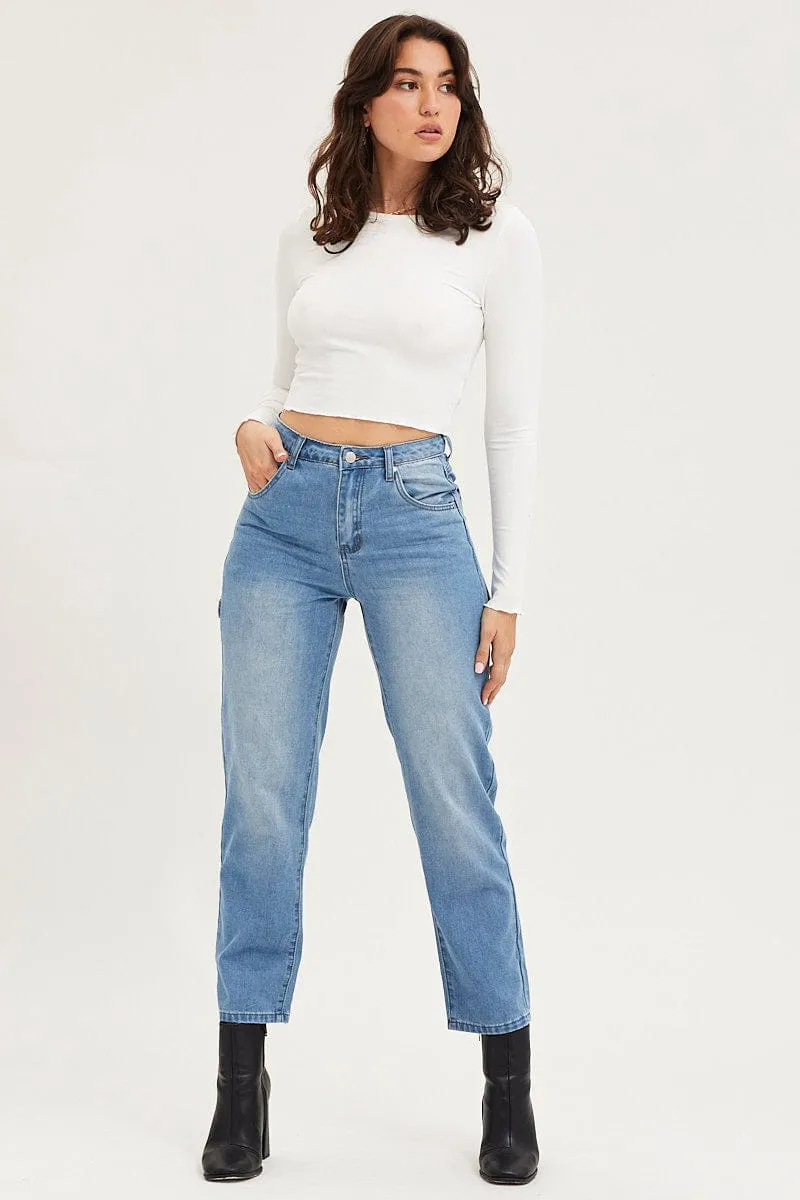 Blue Carpenter Denim Jeans High Rise