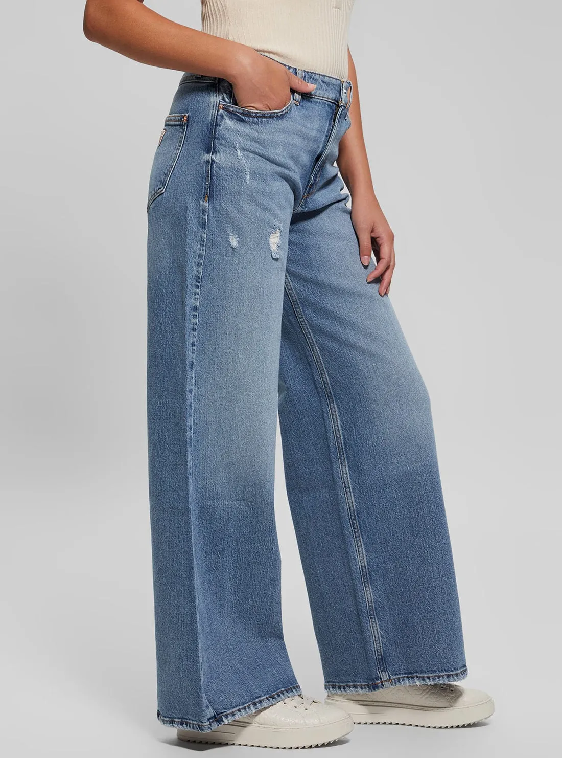 Blue Denim Bellflower Wide Leg Jeans