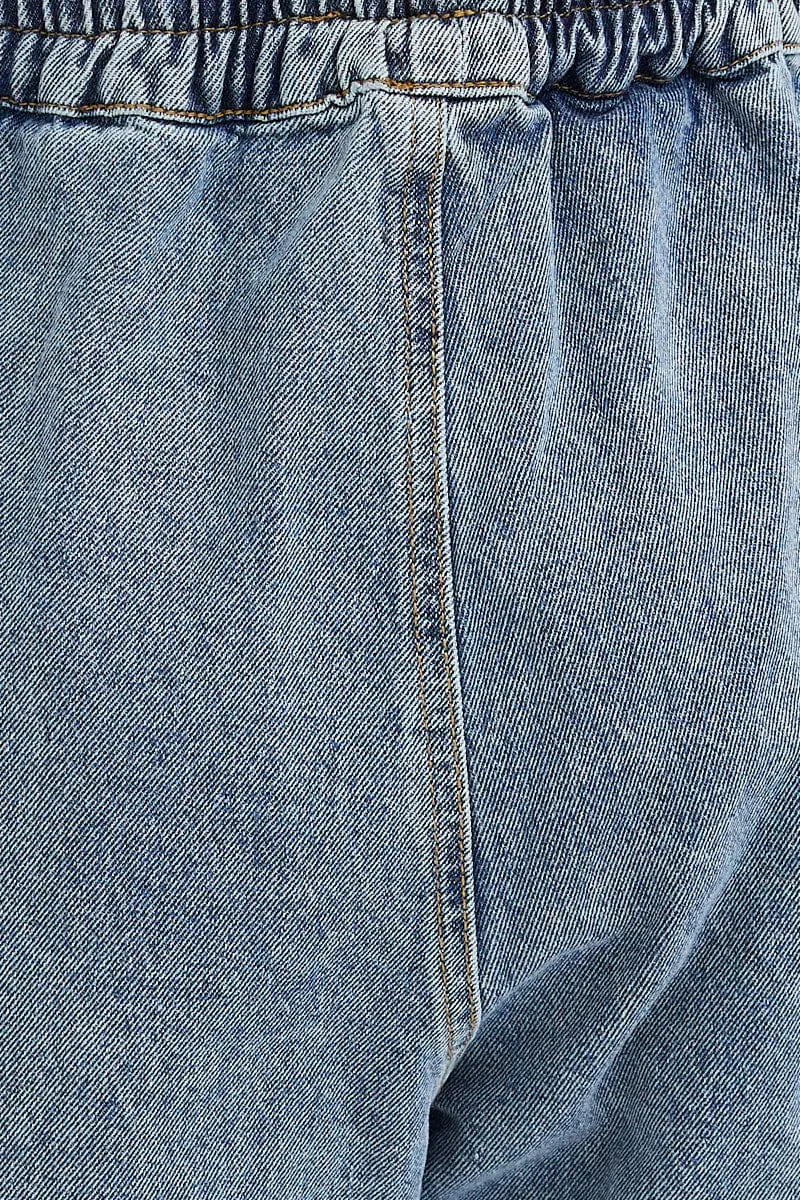 Blue High Rise Balloon Fit Denim Jeans