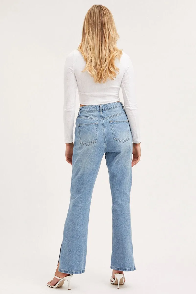 Blue High Rise Mom Jeans