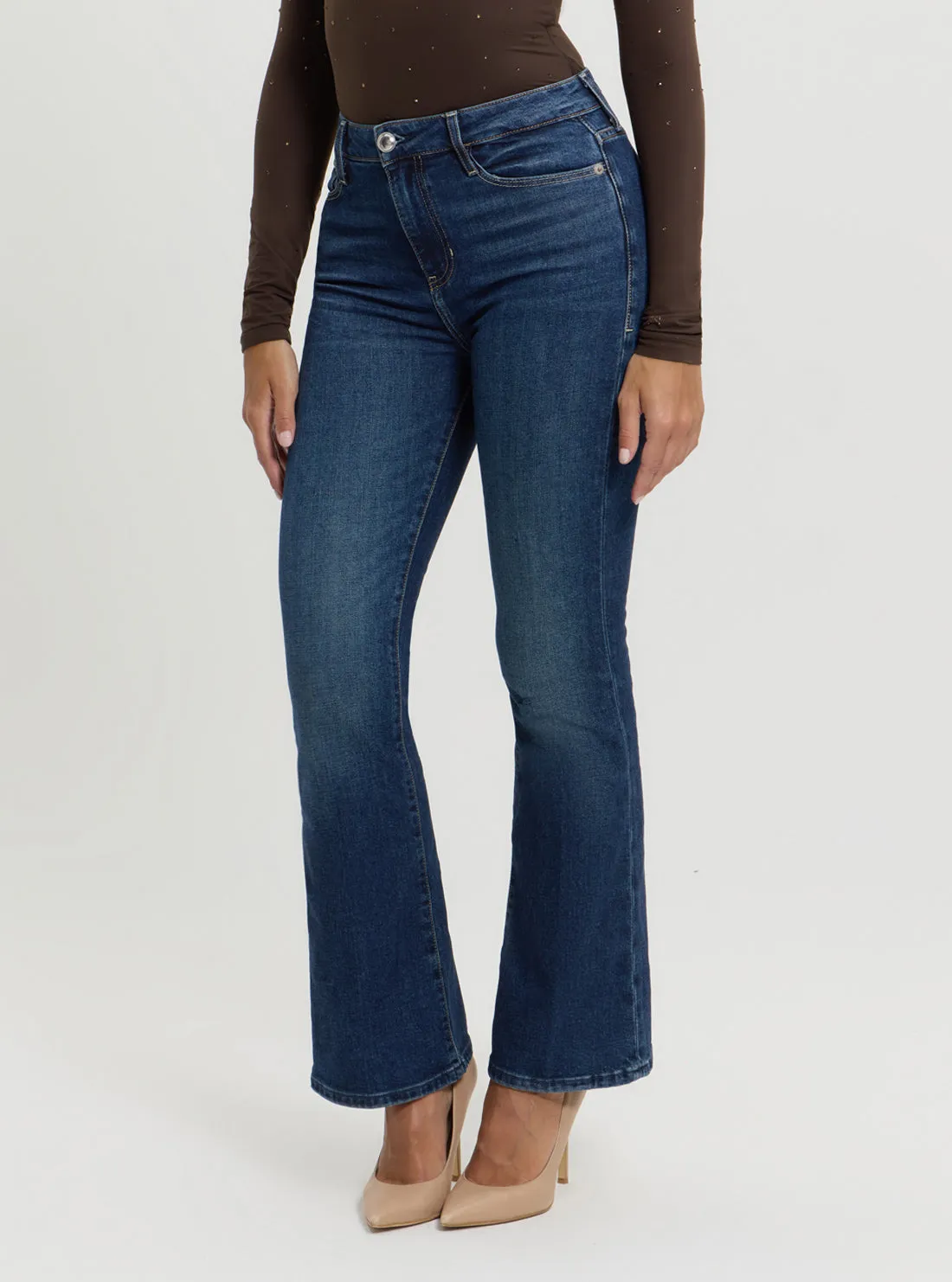 Blue Sexy Flare High Rise in Dark Wash