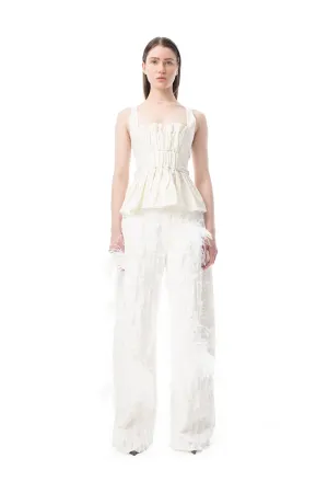BOYFRIEND TROUSERS IN WHITE SHREDDED DENIM