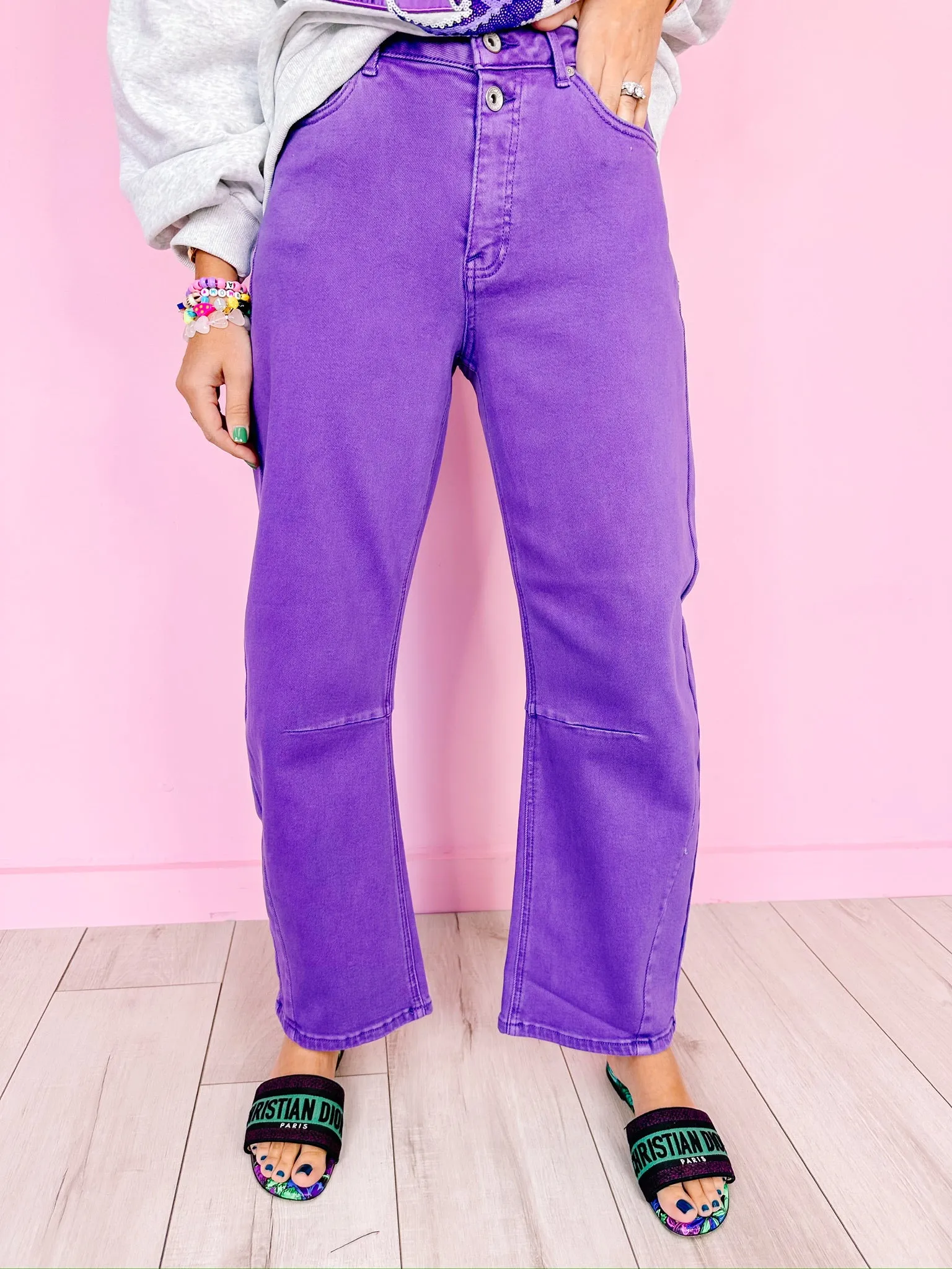 BROOKE BARREL JEANS - PURPLE