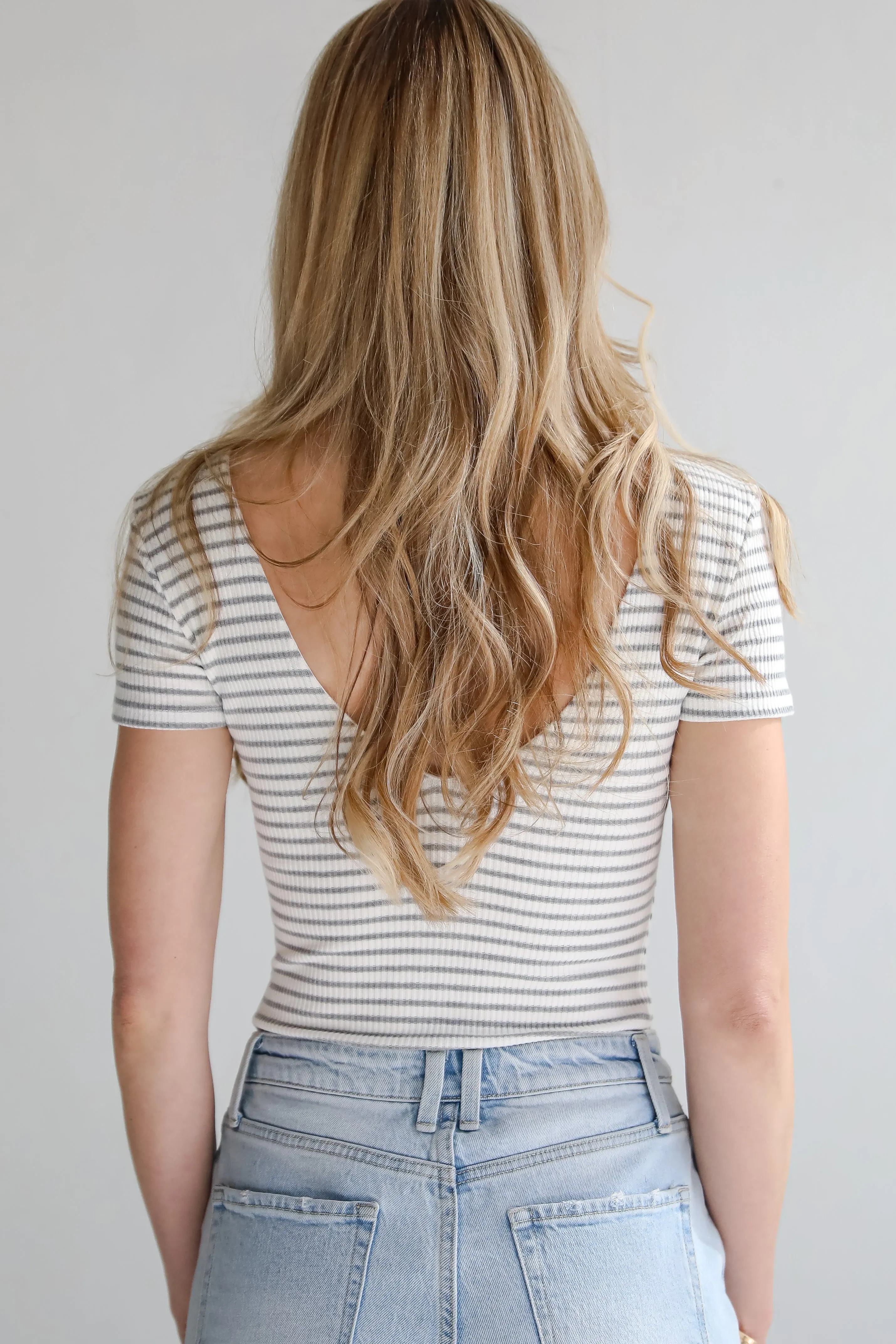 Cool Instincts Light Grey Striped Bodysuit