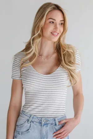 Cool Instincts Light Grey Striped Bodysuit