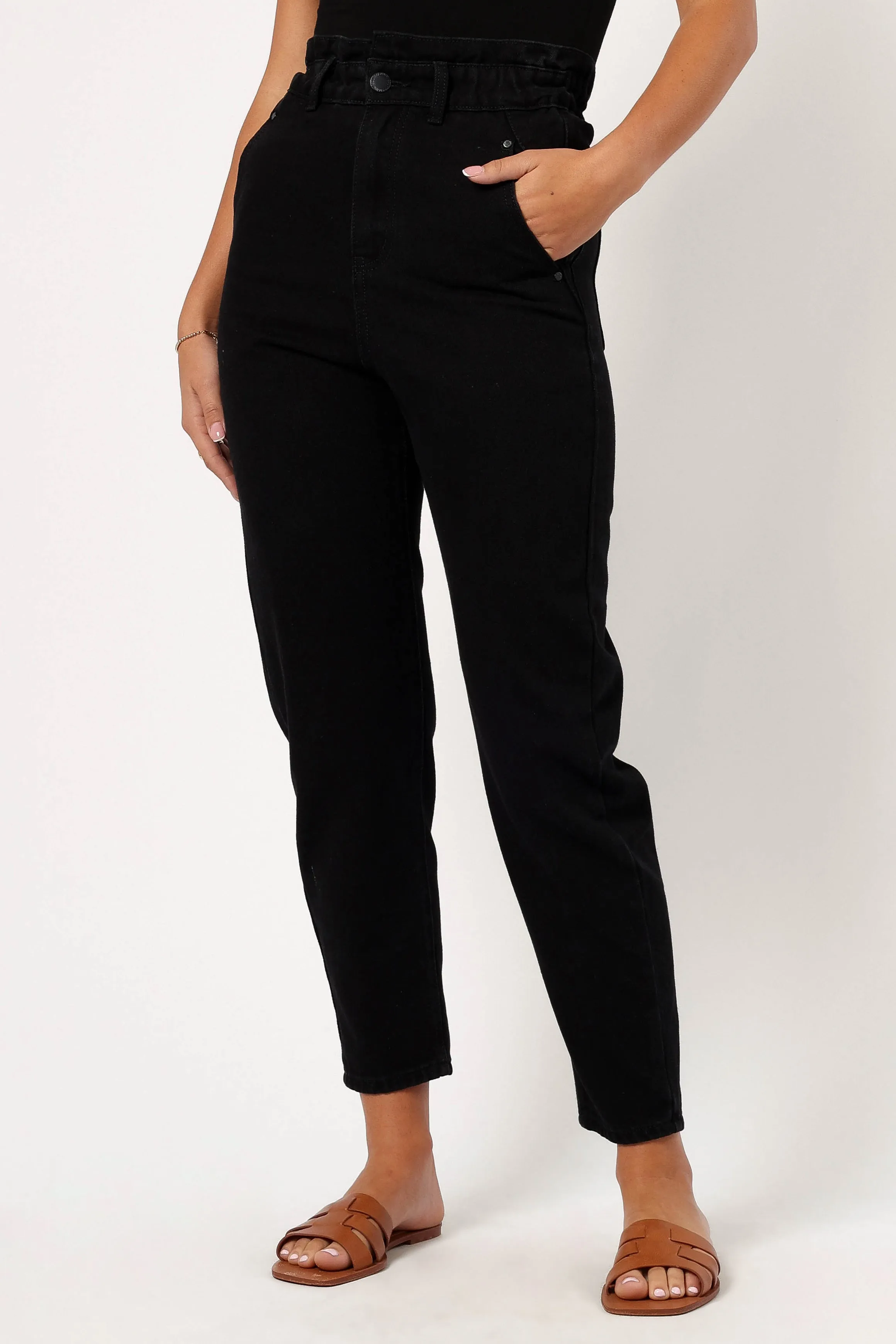 Cooper Paperbag Waist Jean - Black