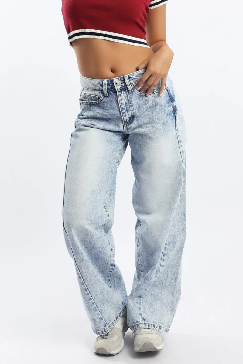 Denim Balloon fit Jeans with Seam
