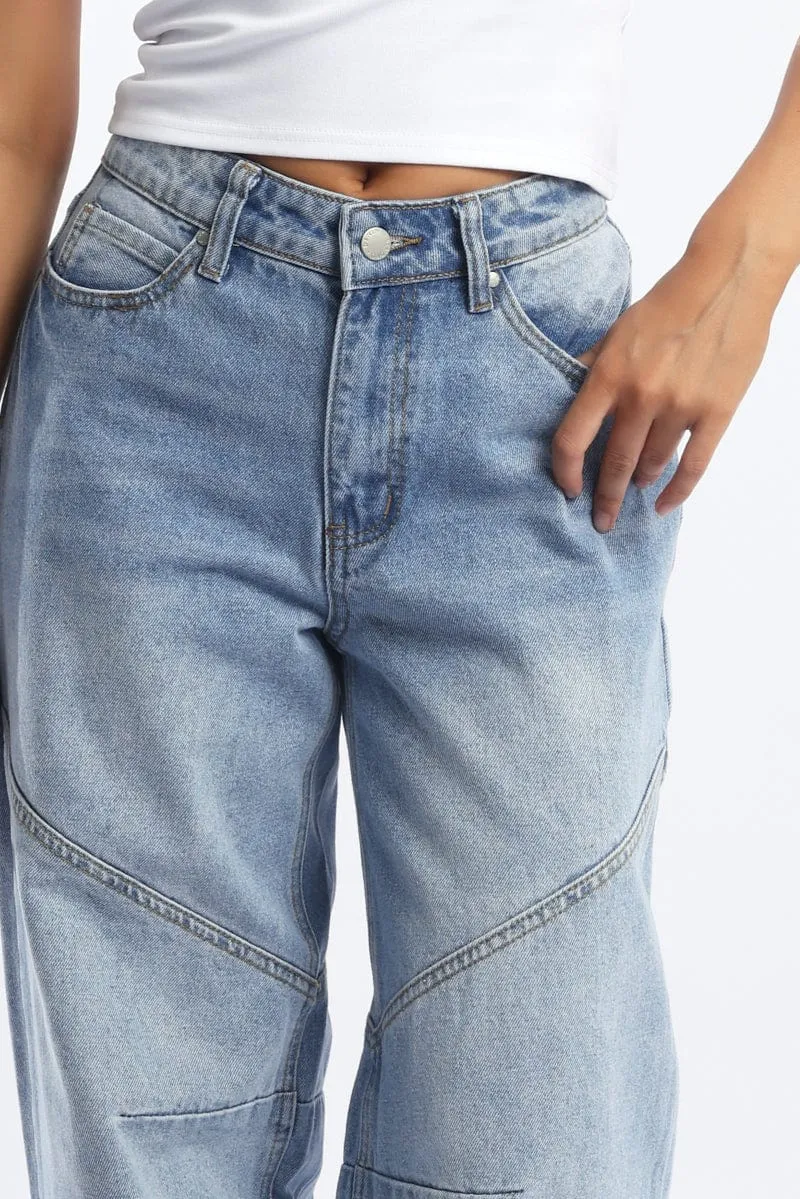 Denim Barrel Jeans Low rise