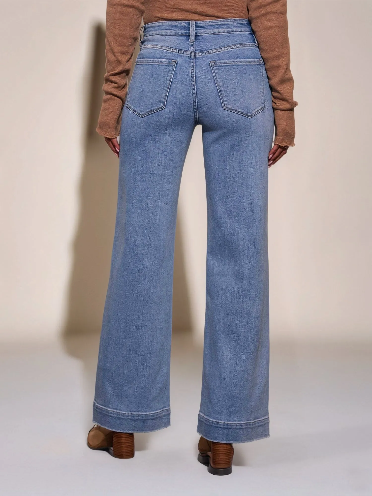 Denim High Waist Pocketed Wide Leg Baggy Jeans