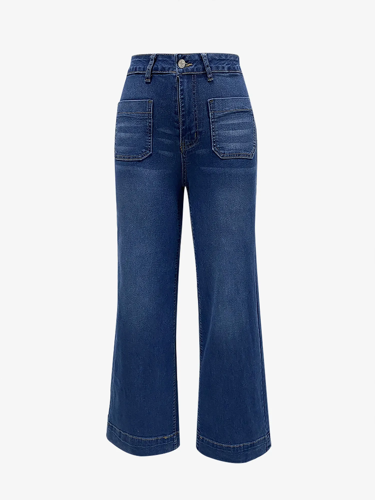 Denim High Waist Pocketed Wide Leg Baggy Jeans