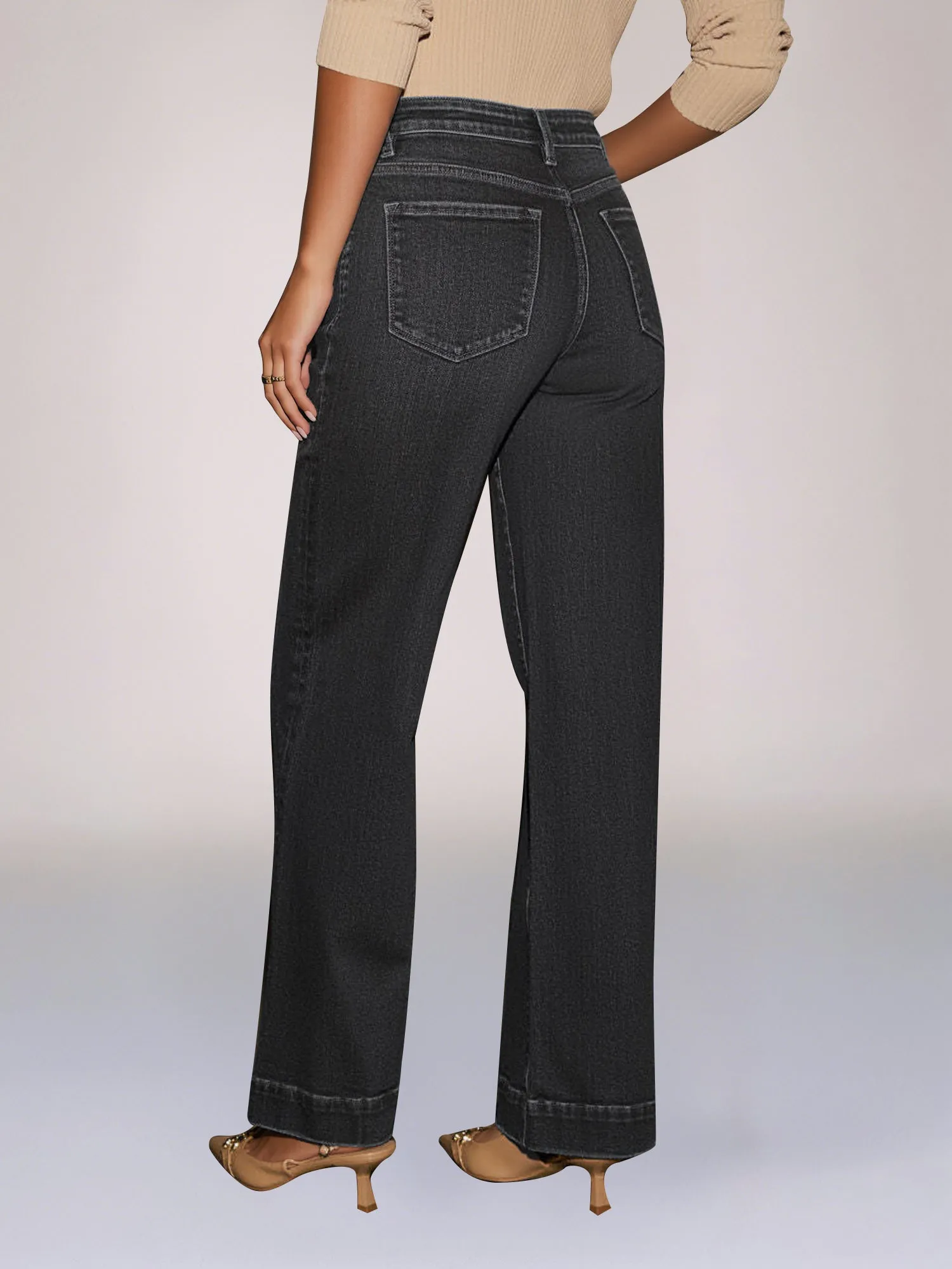 Denim High Waist Pocketed Wide Leg Baggy Jeans