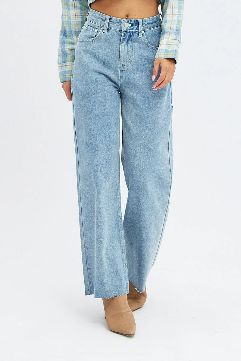 Denim Wide Leg Denim Jeans High Rise