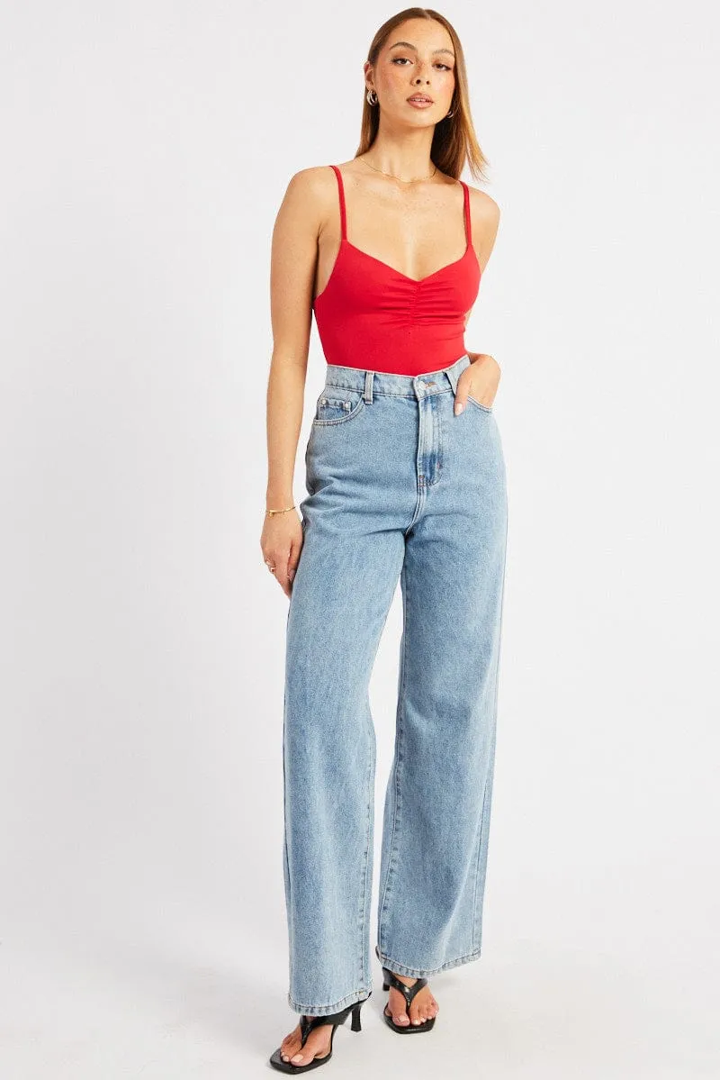 Denim Wide Leg Jean High Rise