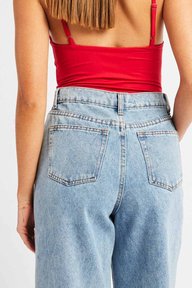 Denim Wide Leg Jean High Rise