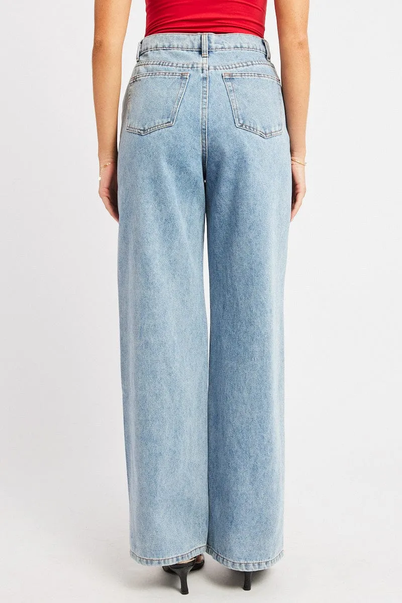 Denim Wide Leg Jean High Rise