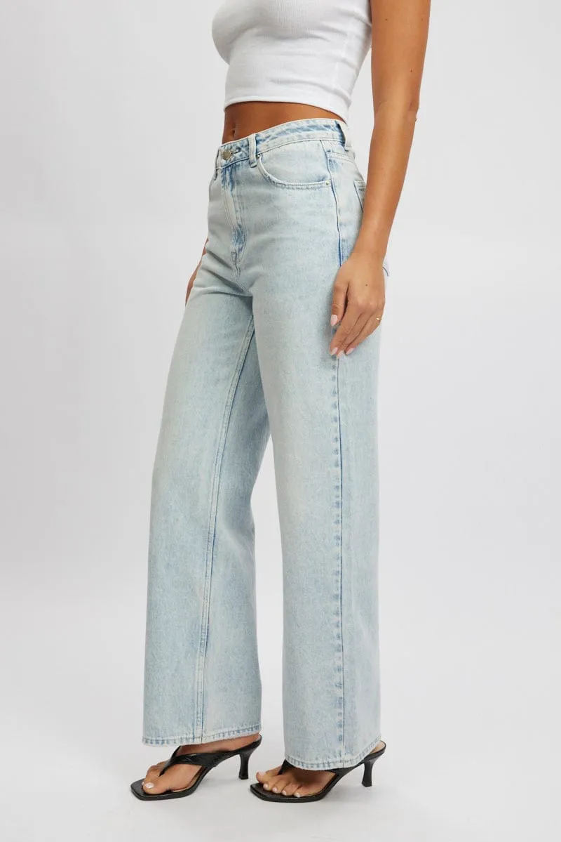 Denim Wide Leg Jeans High Rise