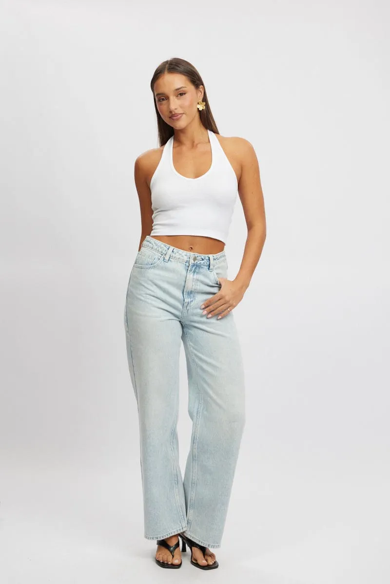 Denim Wide Leg Jeans High Rise