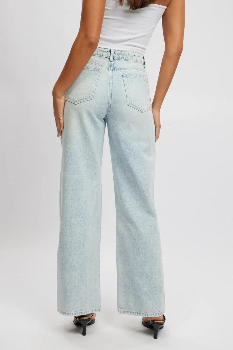 Denim Wide Leg Jeans High Rise