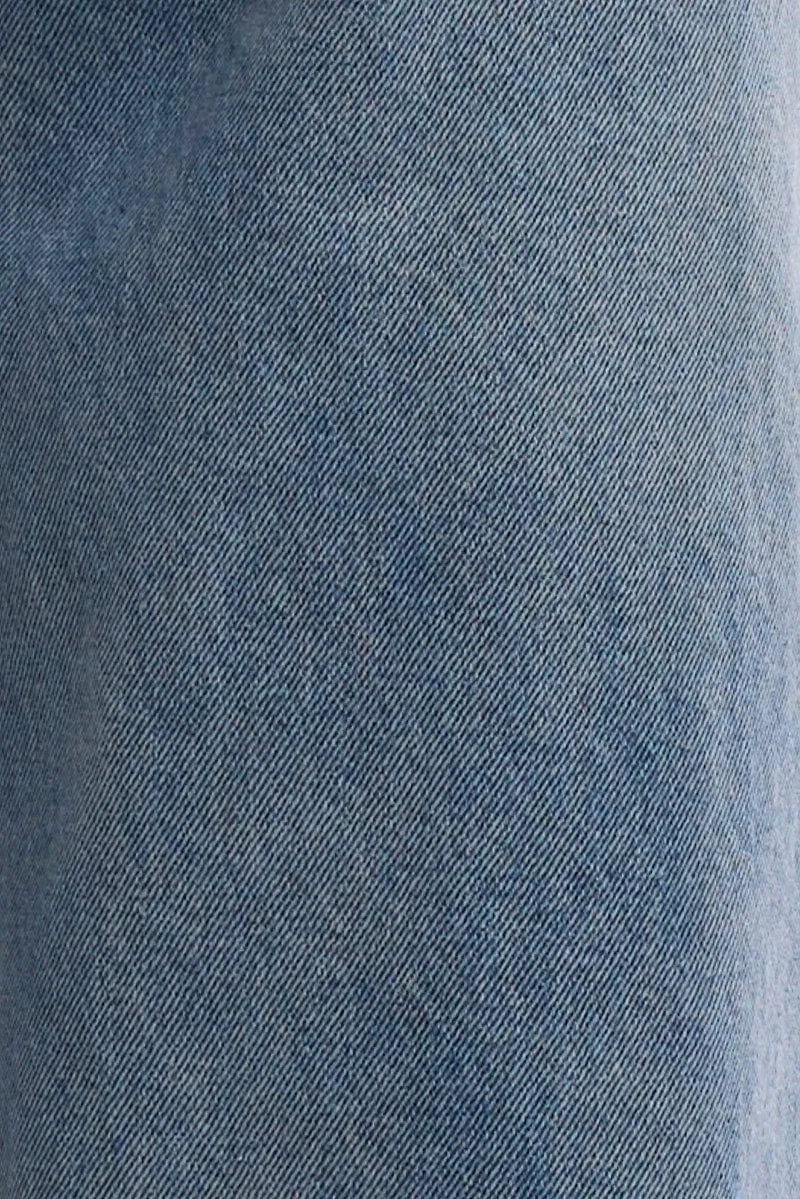 Denim Wide Leg Jeans Mid Rise