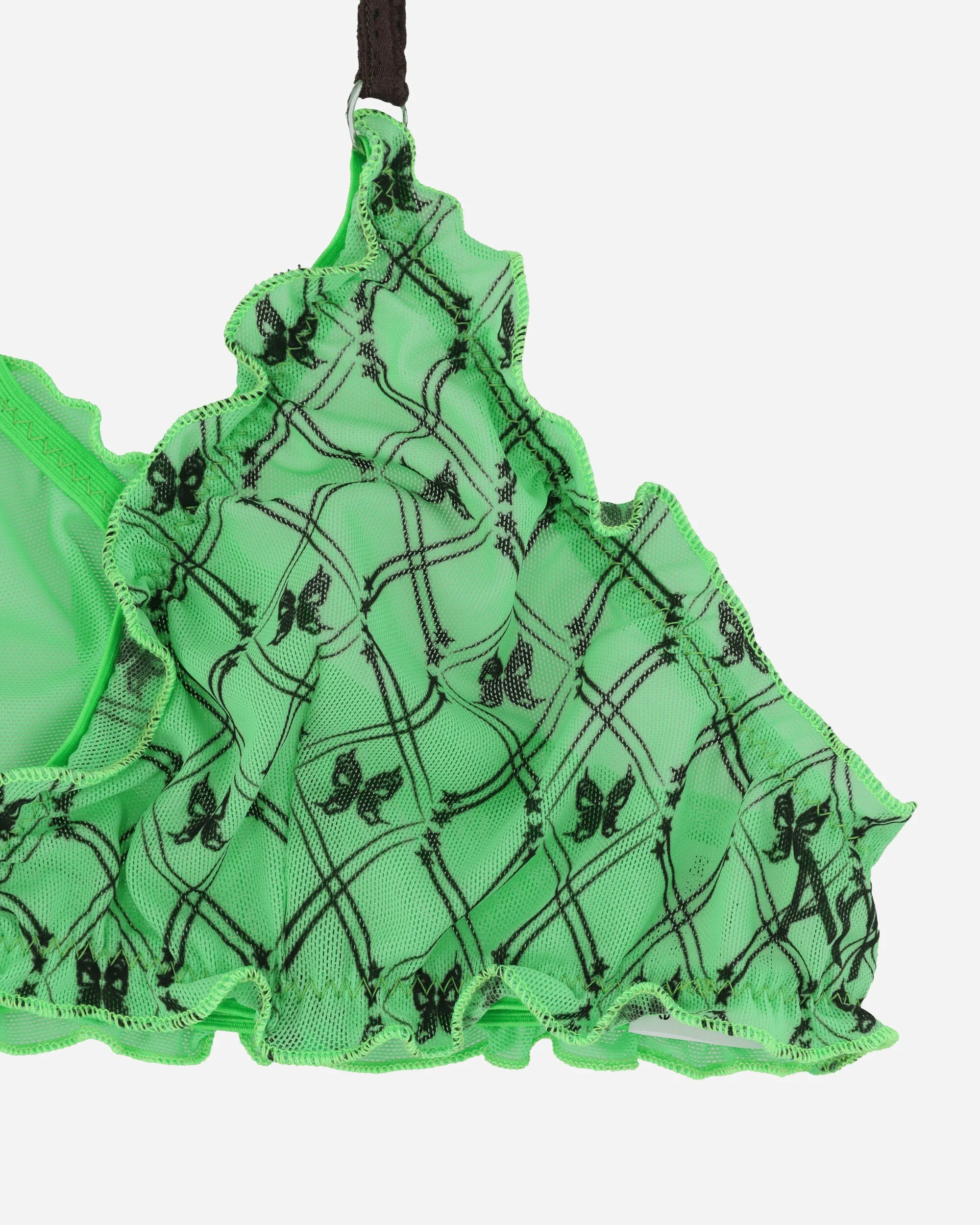 Evil Butterfly Pattern Sporty Bra Acid Green / Dark Brown
