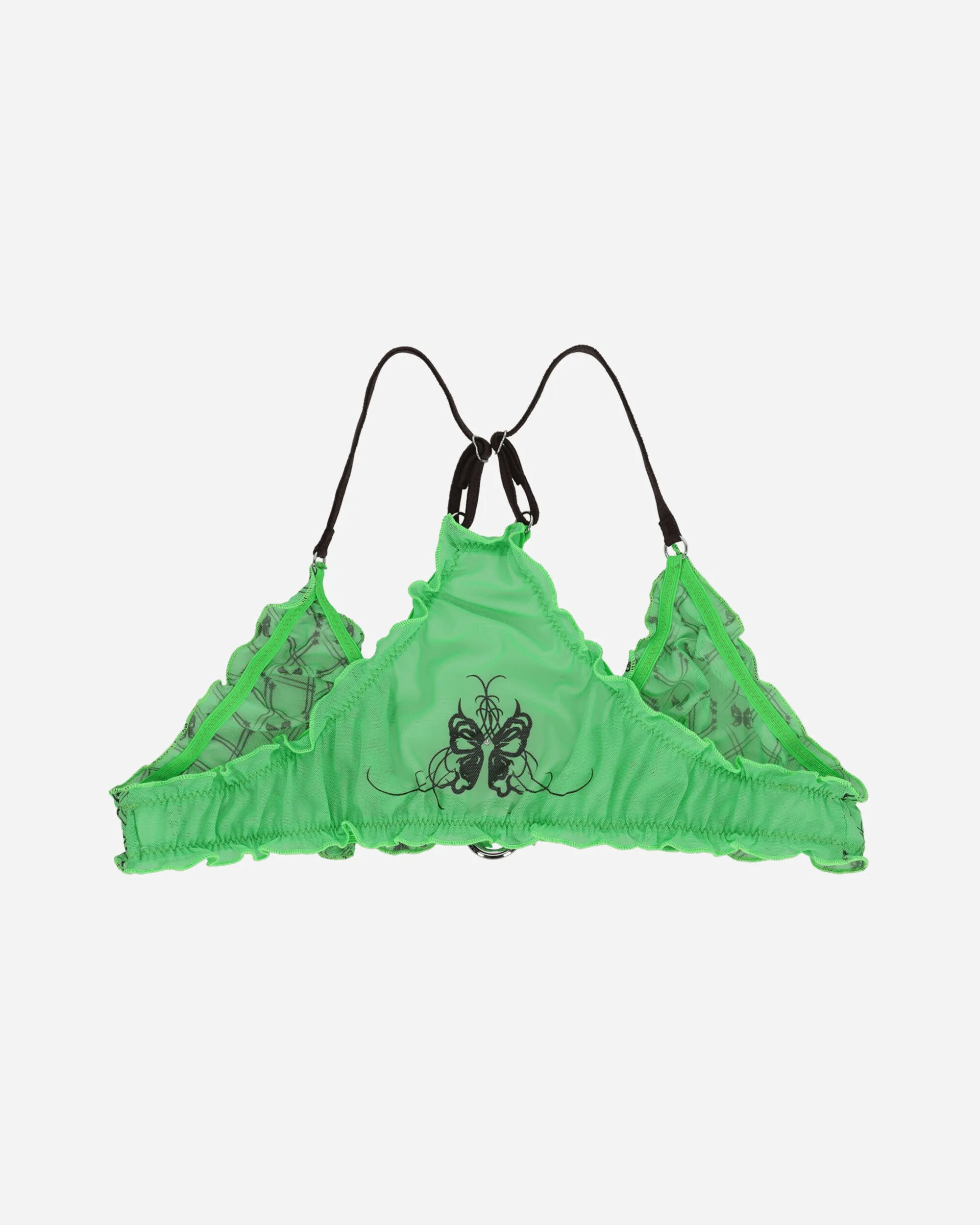 Evil Butterfly Pattern Sporty Bra Acid Green / Dark Brown