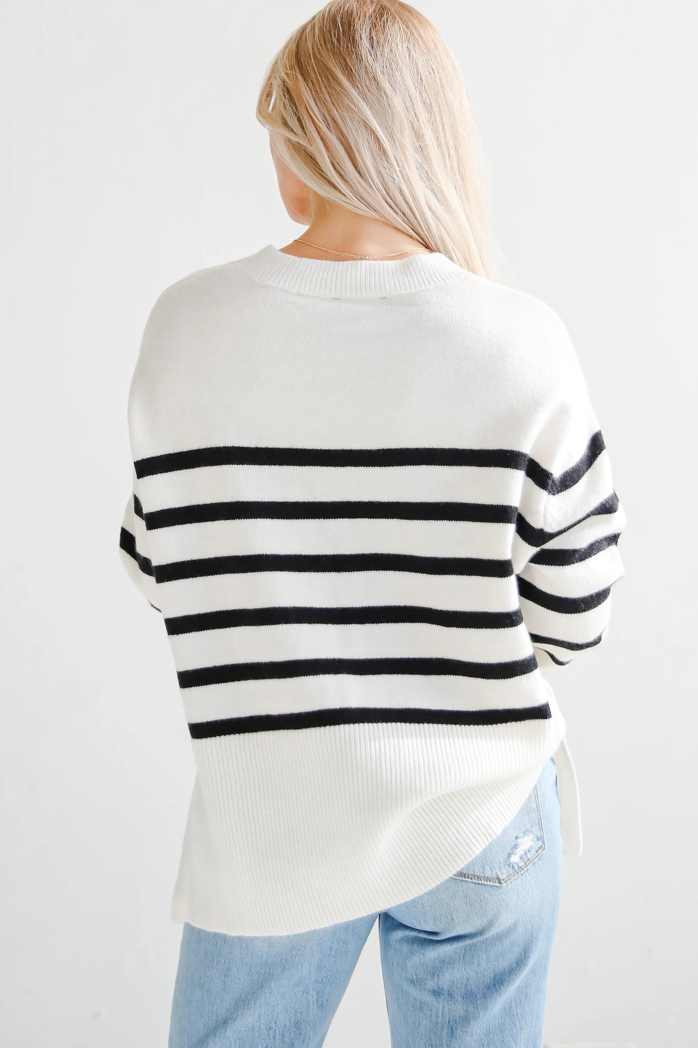 FINAL SALE - Curated Forecast Ivory Oversized Striped Sweater