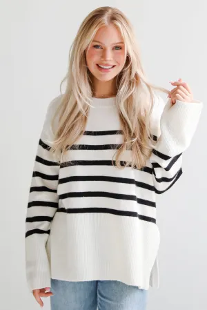 FINAL SALE - Curated Forecast Ivory Oversized Striped Sweater