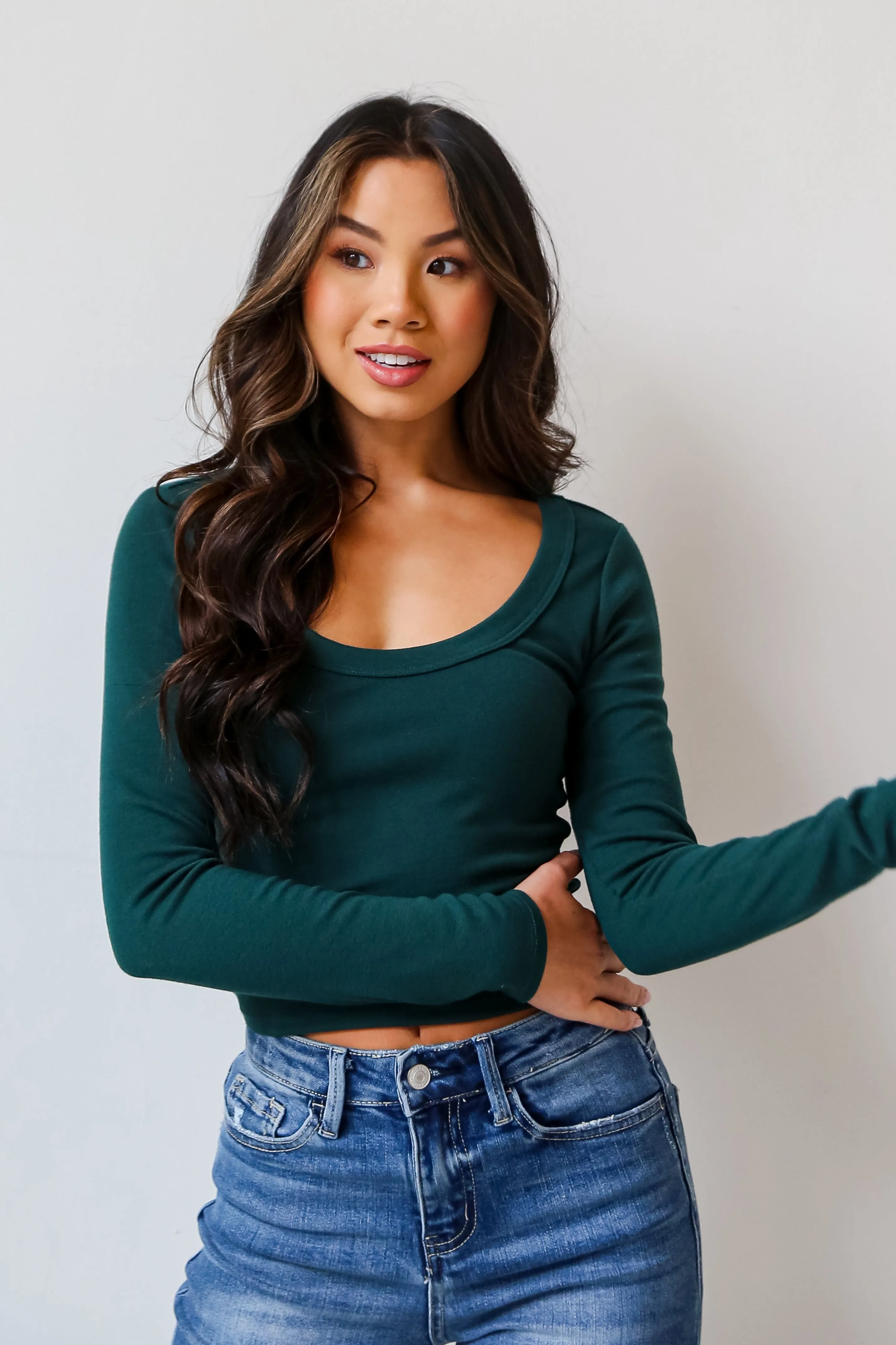 FINAL SALE - Dakota Emerald Green Crop Top - DOORBUSTER