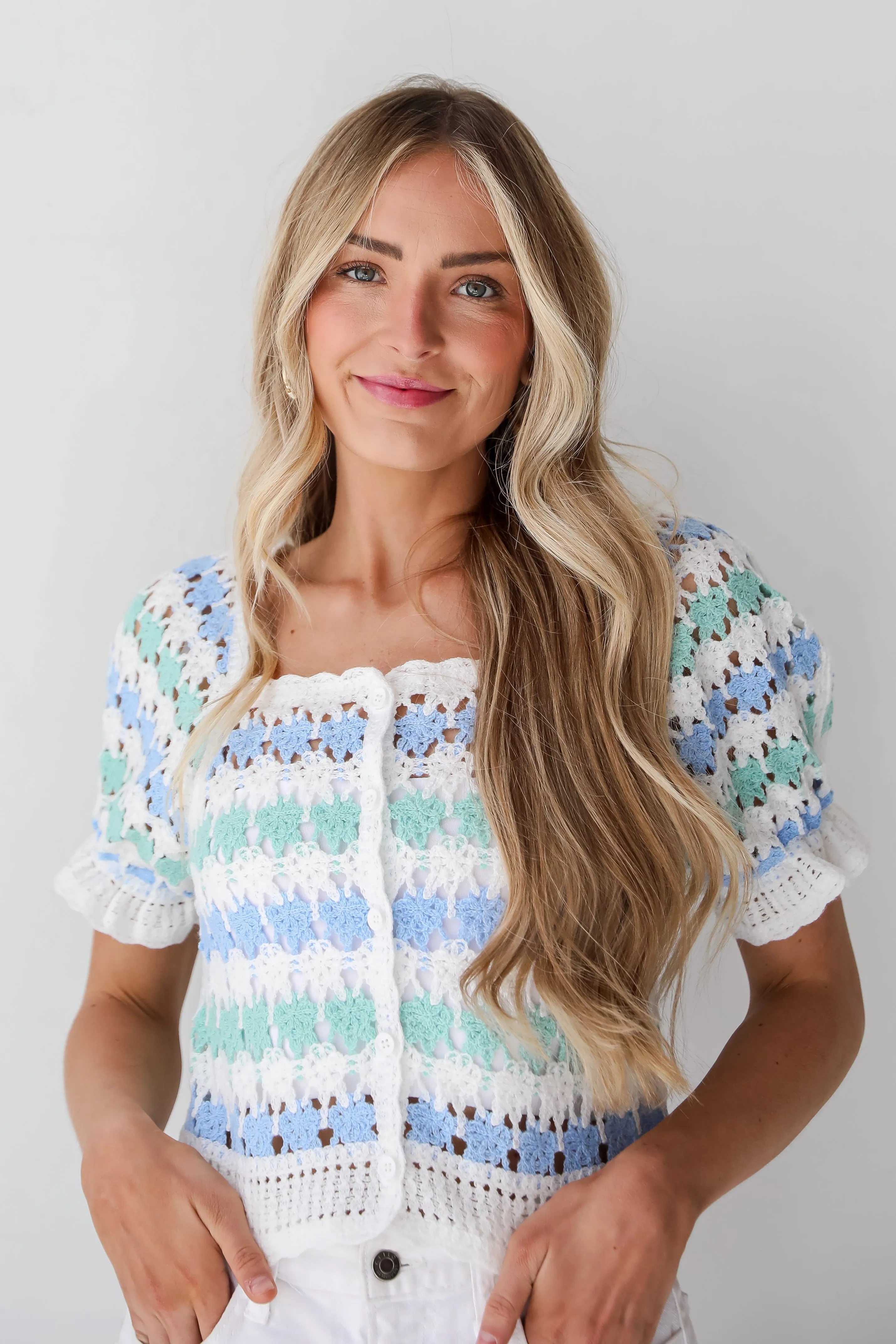 FINAL SALE - Darling Image Ivory Crochet Knit Top - DU DEAL