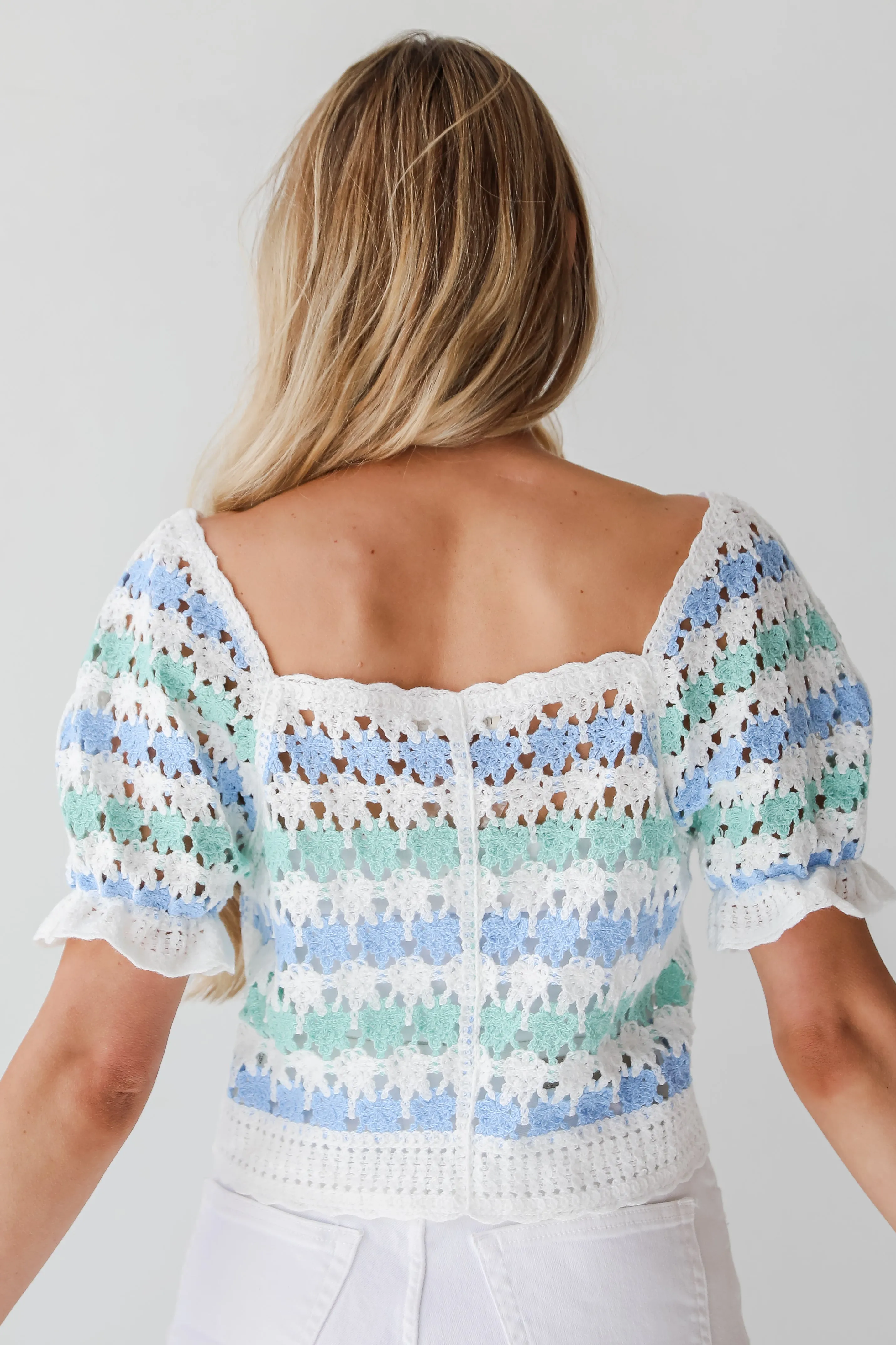 FINAL SALE - Darling Image Ivory Crochet Knit Top - DU DEAL