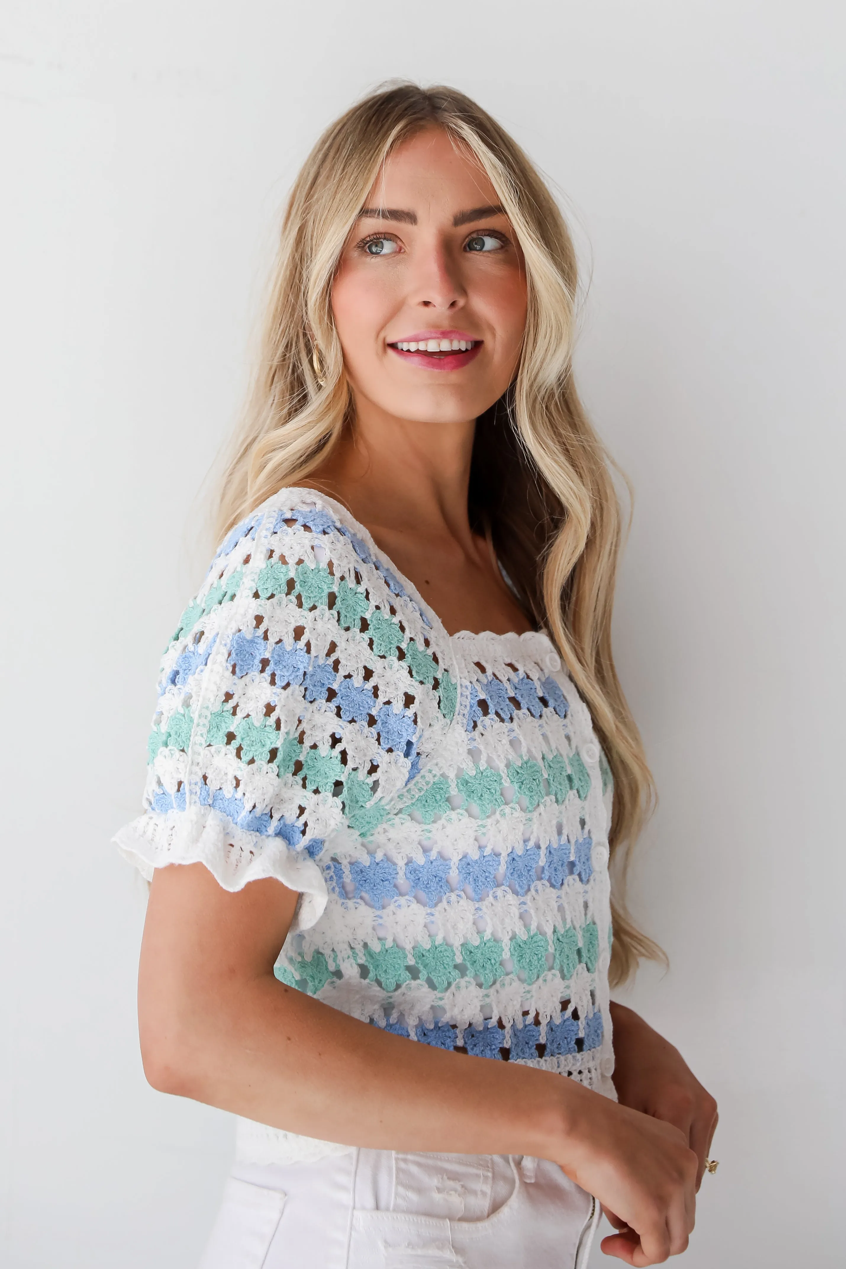 FINAL SALE - Darling Image Ivory Crochet Knit Top - DU DEAL