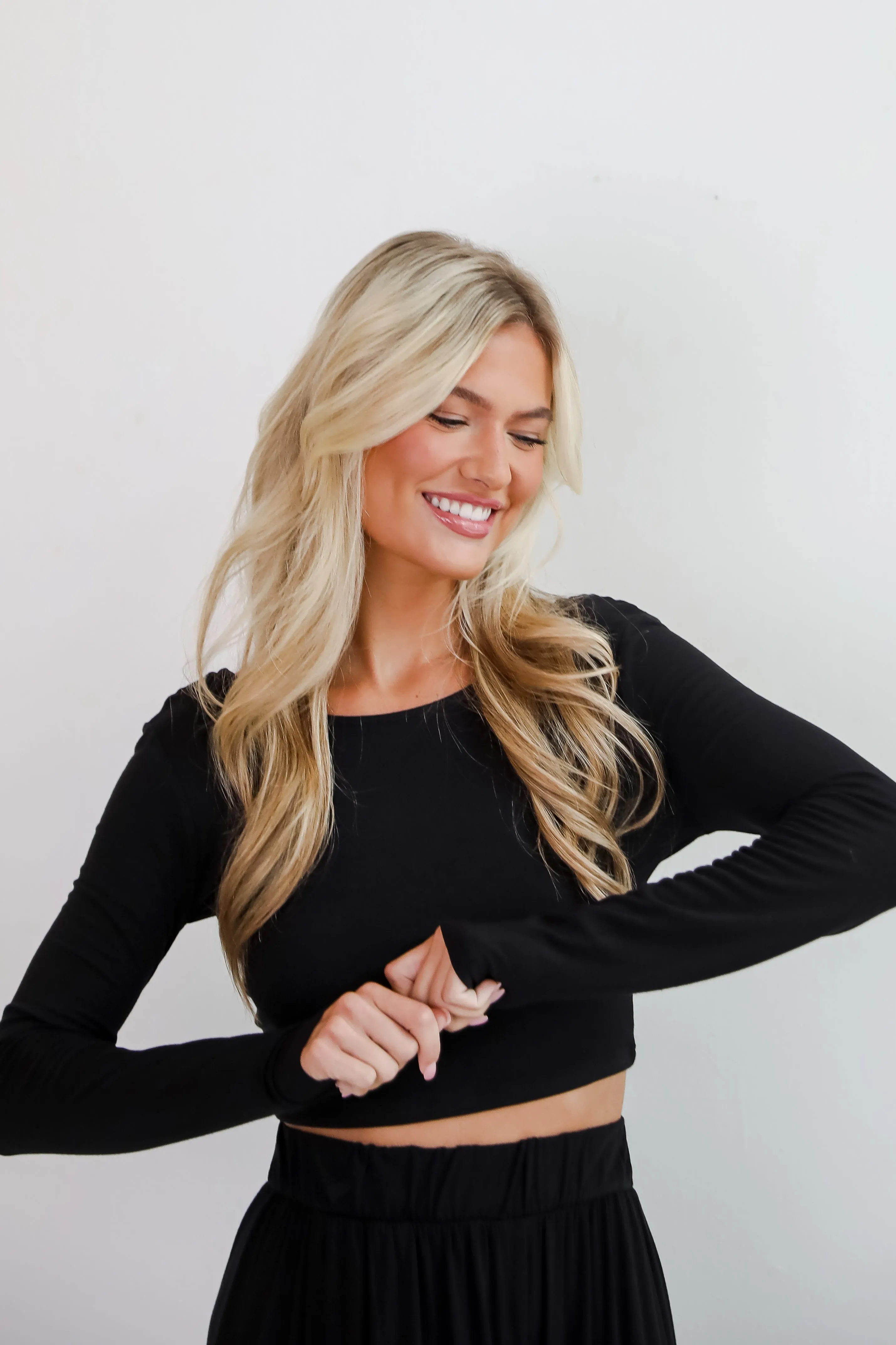 FINAL SALE - Expert Charm Black Crop Top - DU DEAL