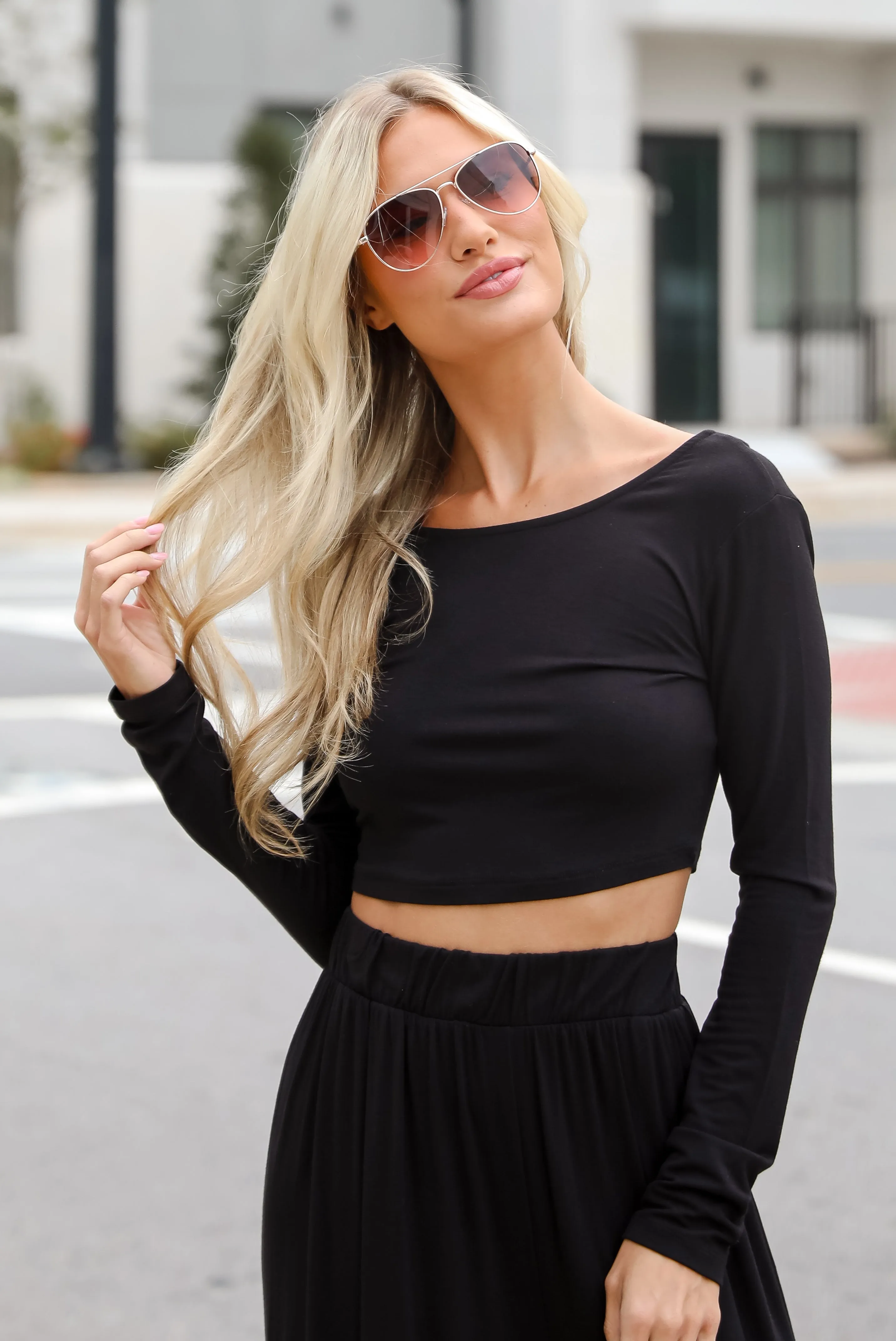 FINAL SALE - Expert Charm Black Crop Top - DU DEAL