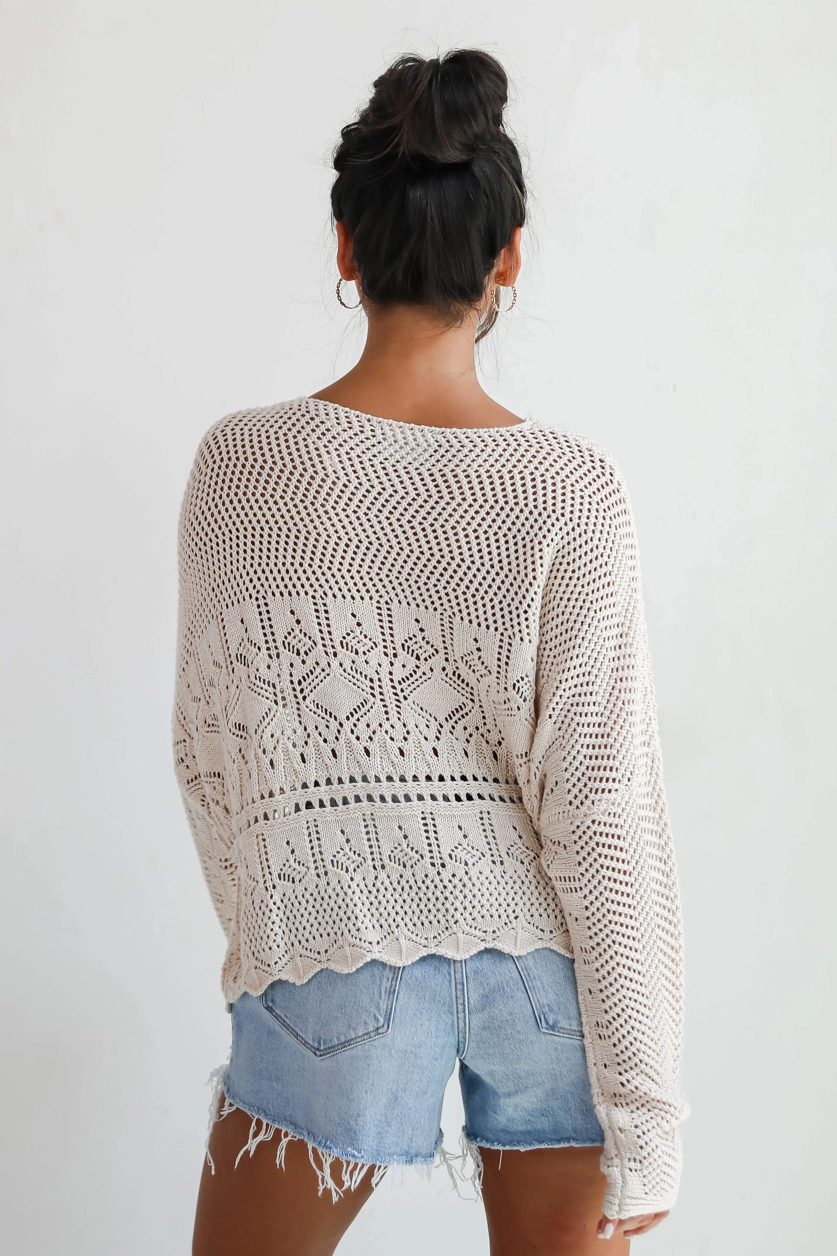 FINAL SALE - Laidback Moments Natural Crochet Knit Top