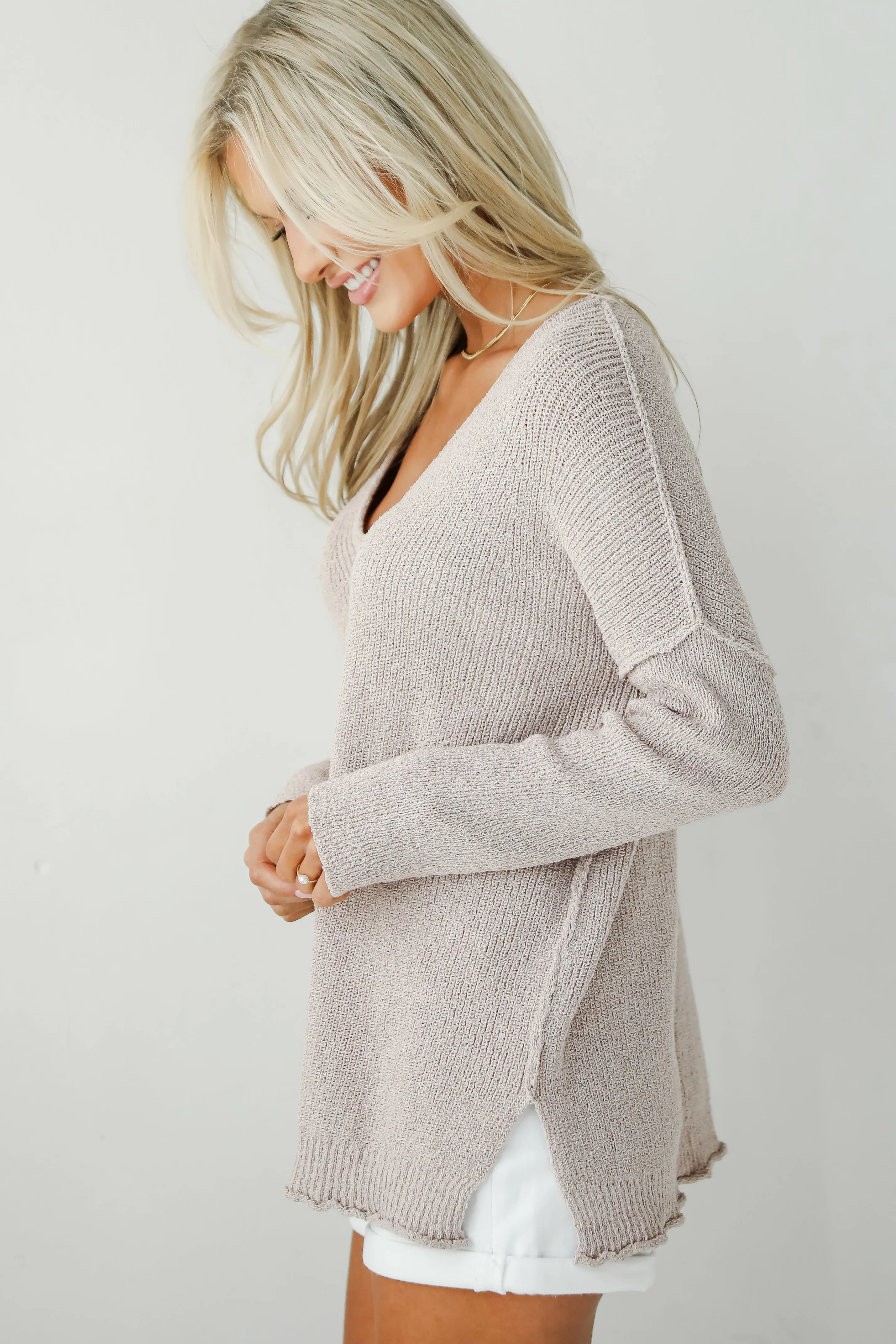 FINAL SALE - Notably Toasty Mauve Lightweight Knit Sweater