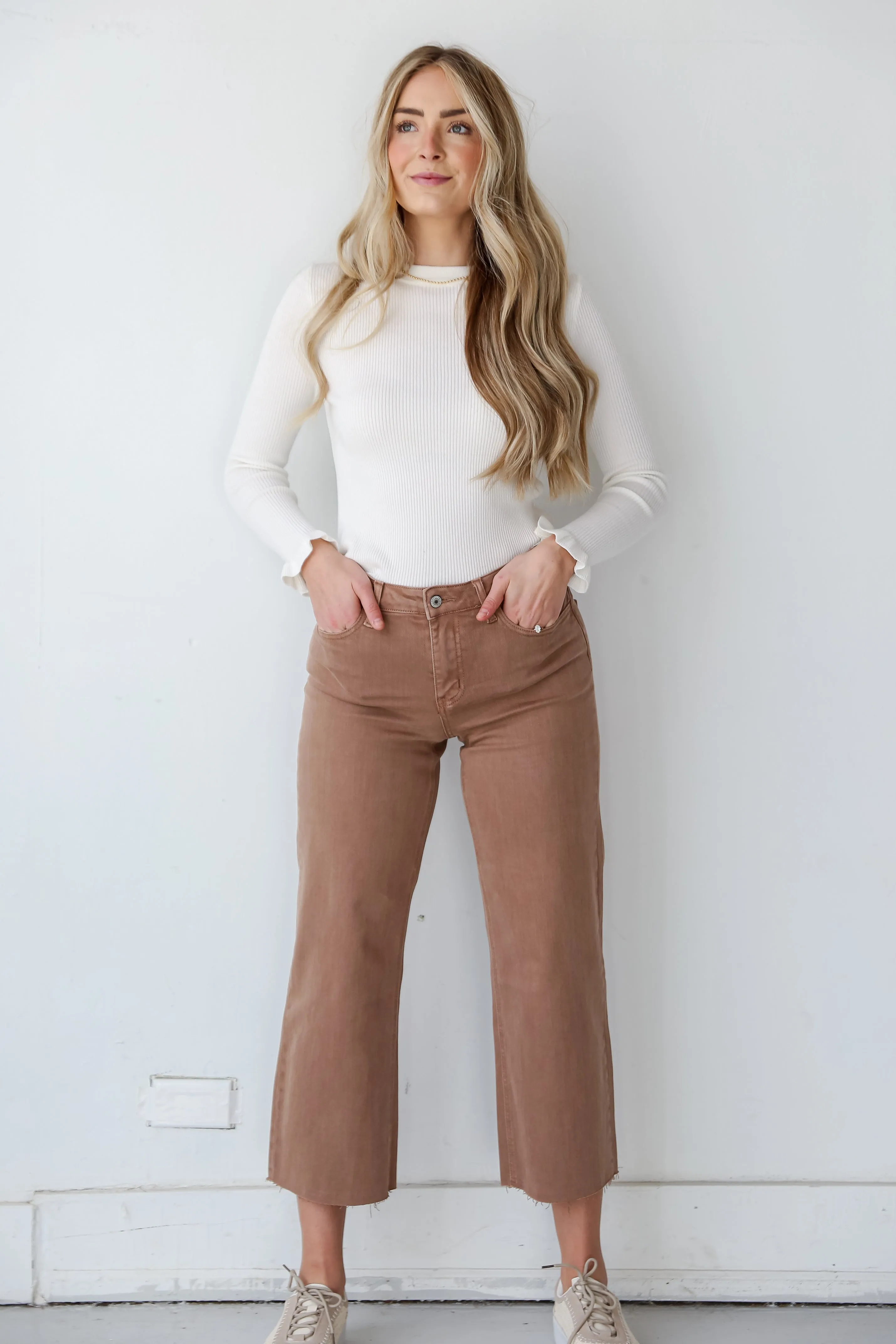 FINAL SALE - Olivia Chocolate Brown Wide Leg Jeans