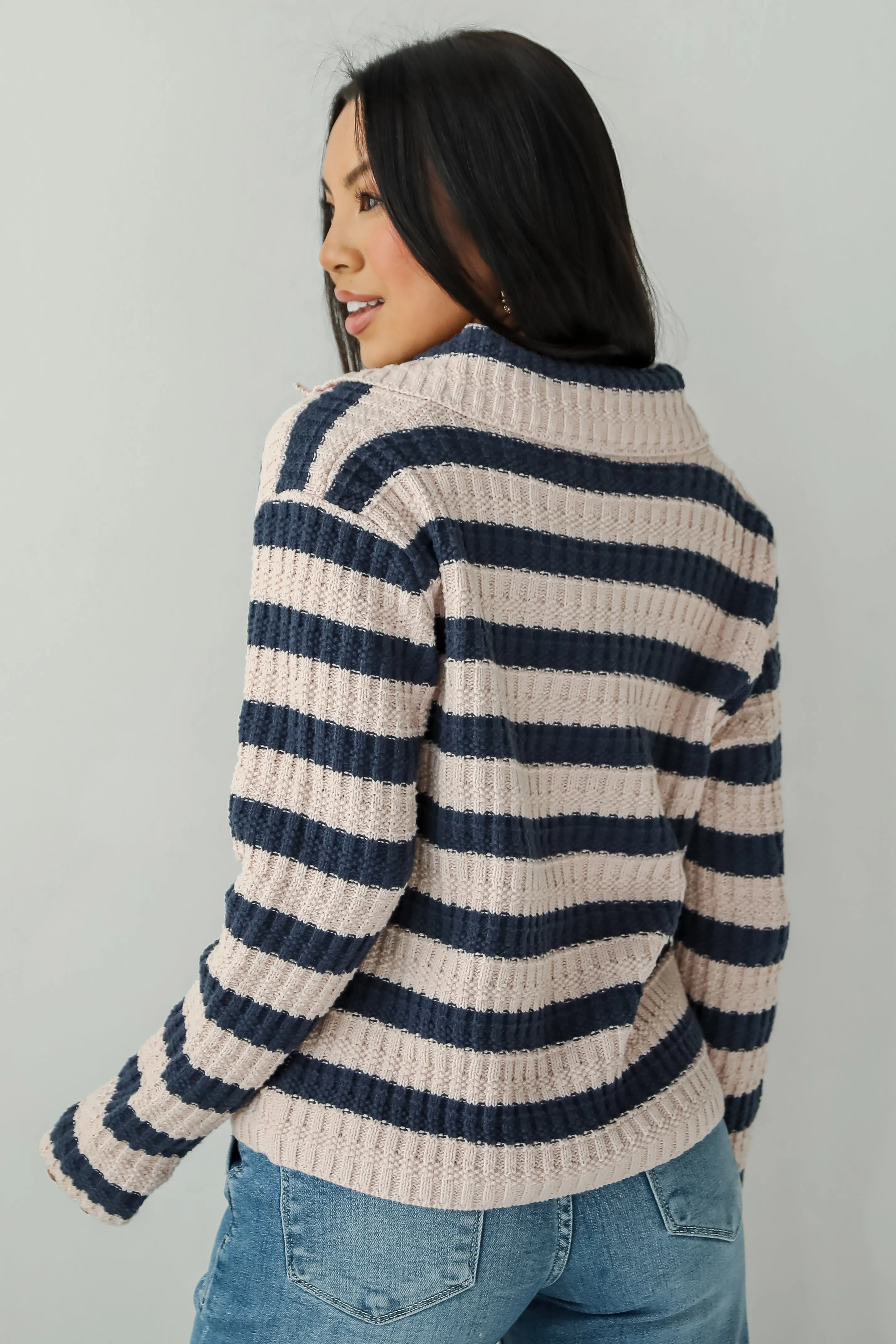 FINAL SALE - Perfected Cutie Navy Striped Sweater Cardigan