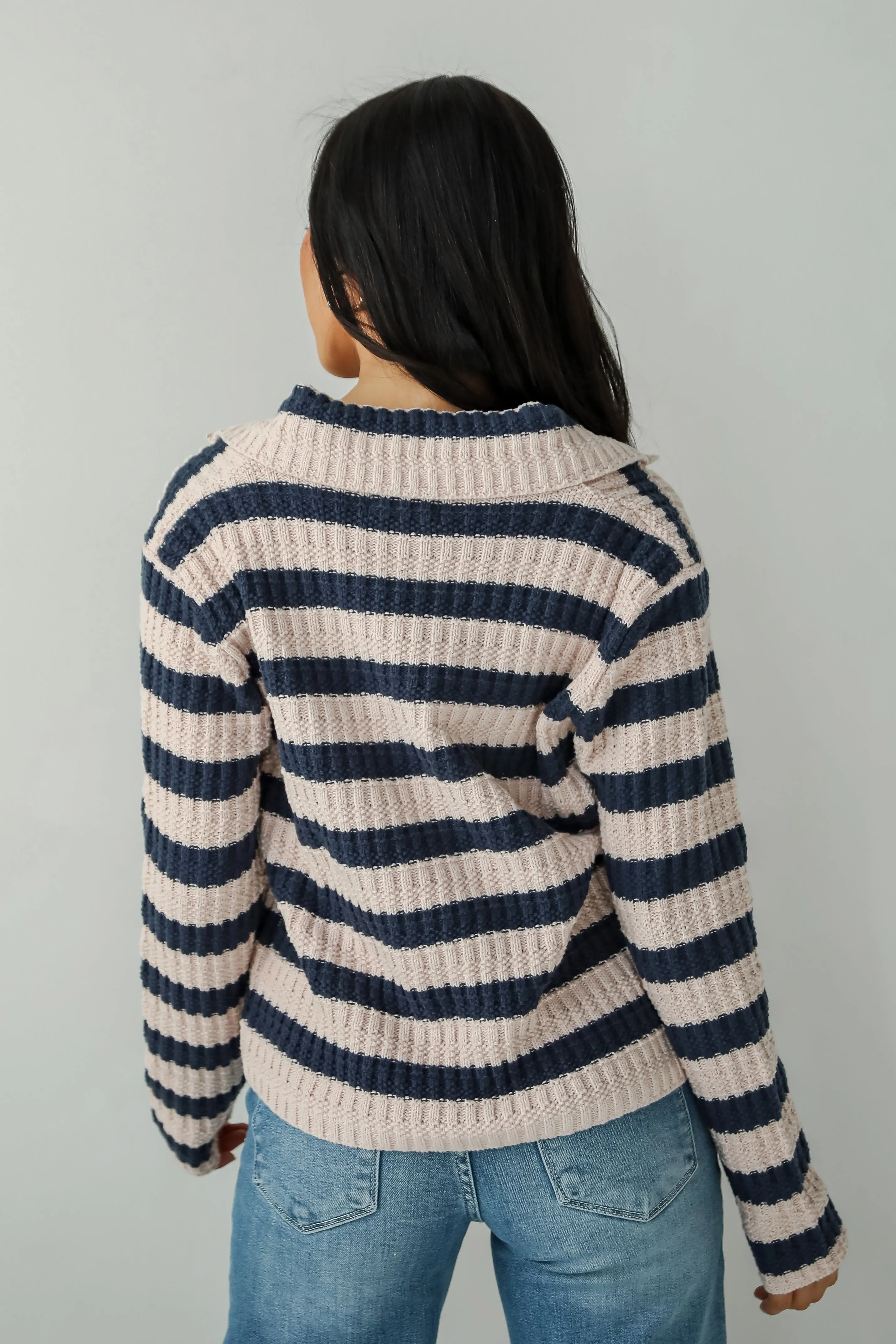 FINAL SALE - Perfected Cutie Navy Striped Sweater Cardigan