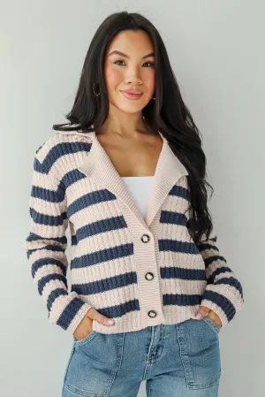 FINAL SALE - Perfected Cutie Navy Striped Sweater Cardigan