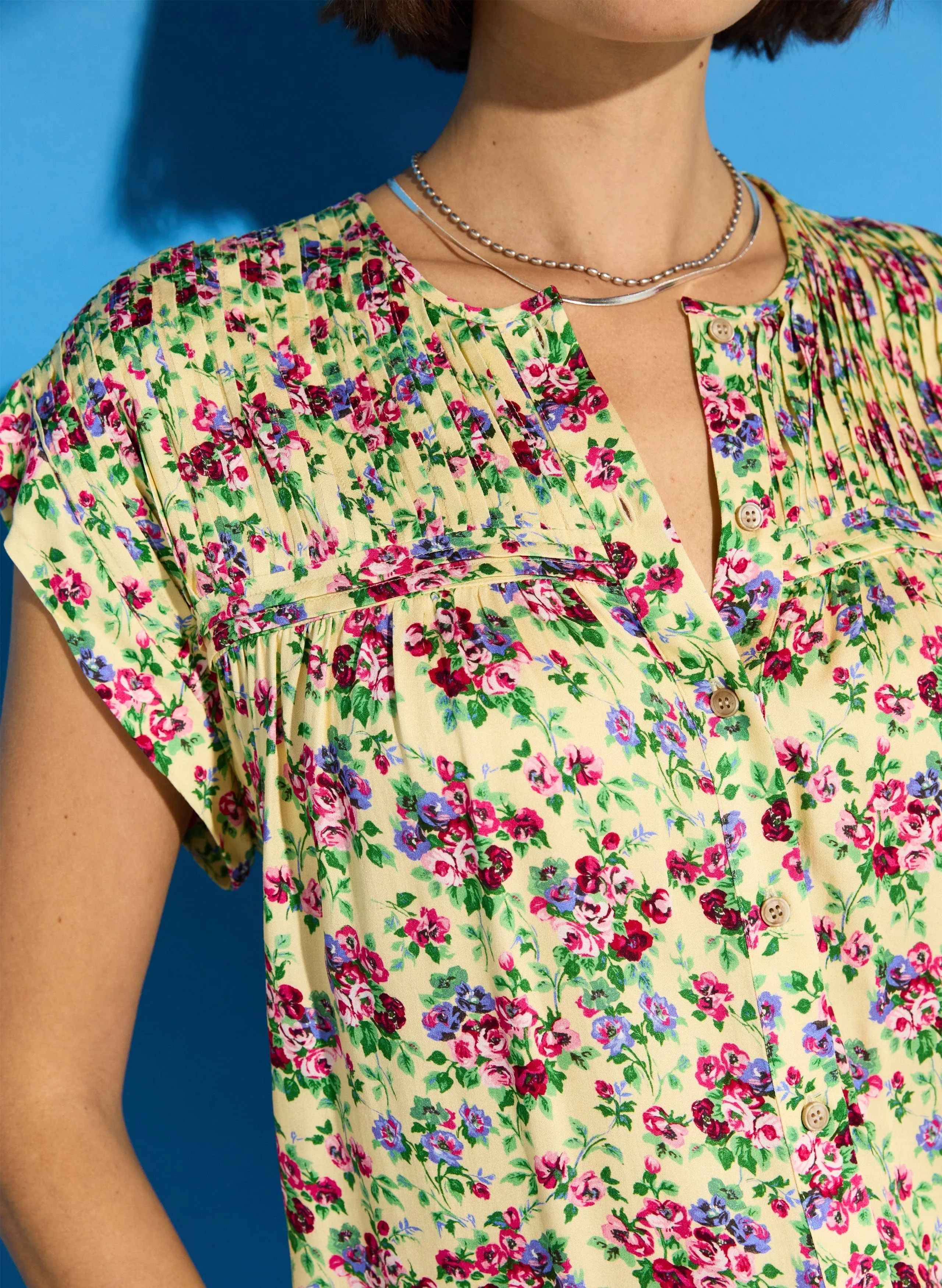 Gia LENZING™ ECOVERO™ Satin Cap Sleeve Blouse | Butter Floral