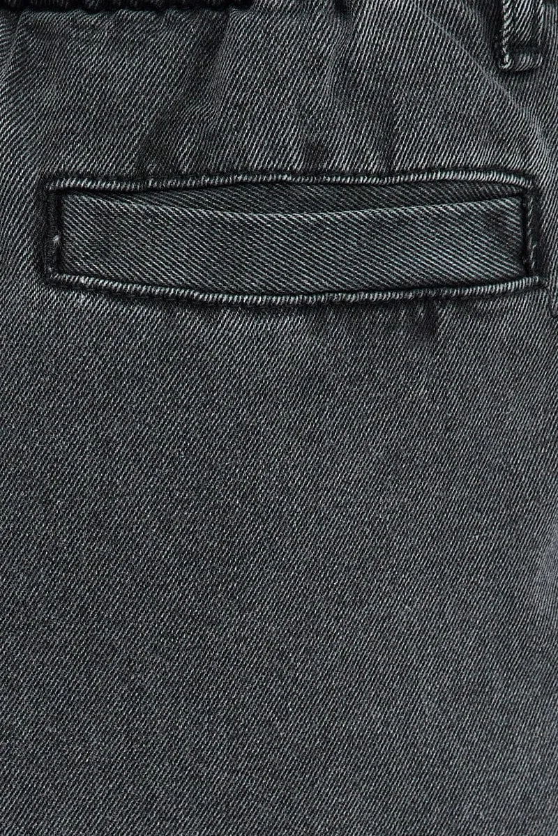 Grey Cargo Jeans Mid Rise Out Pocket
