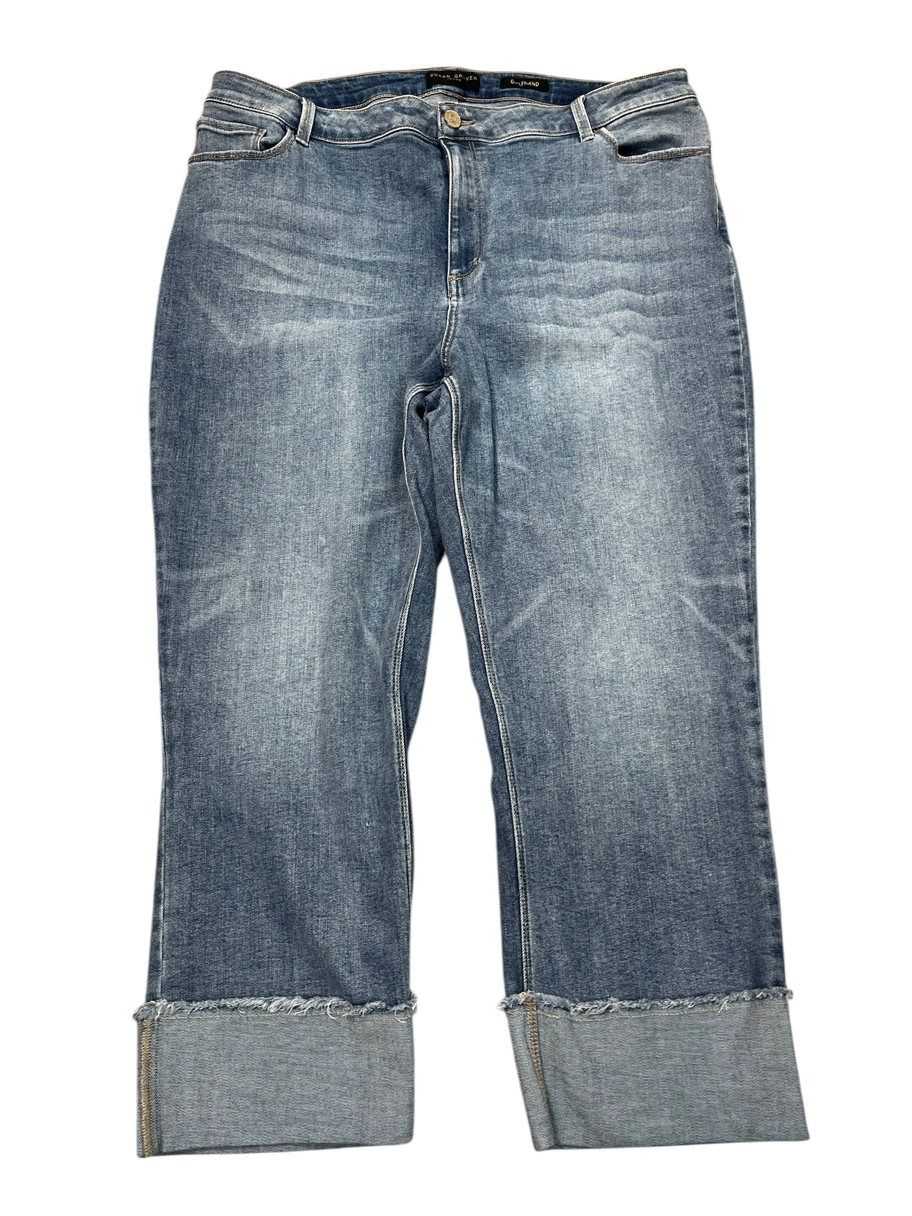 Jeans Boyfriend By Susan Graver In Blue Denim, Size:16